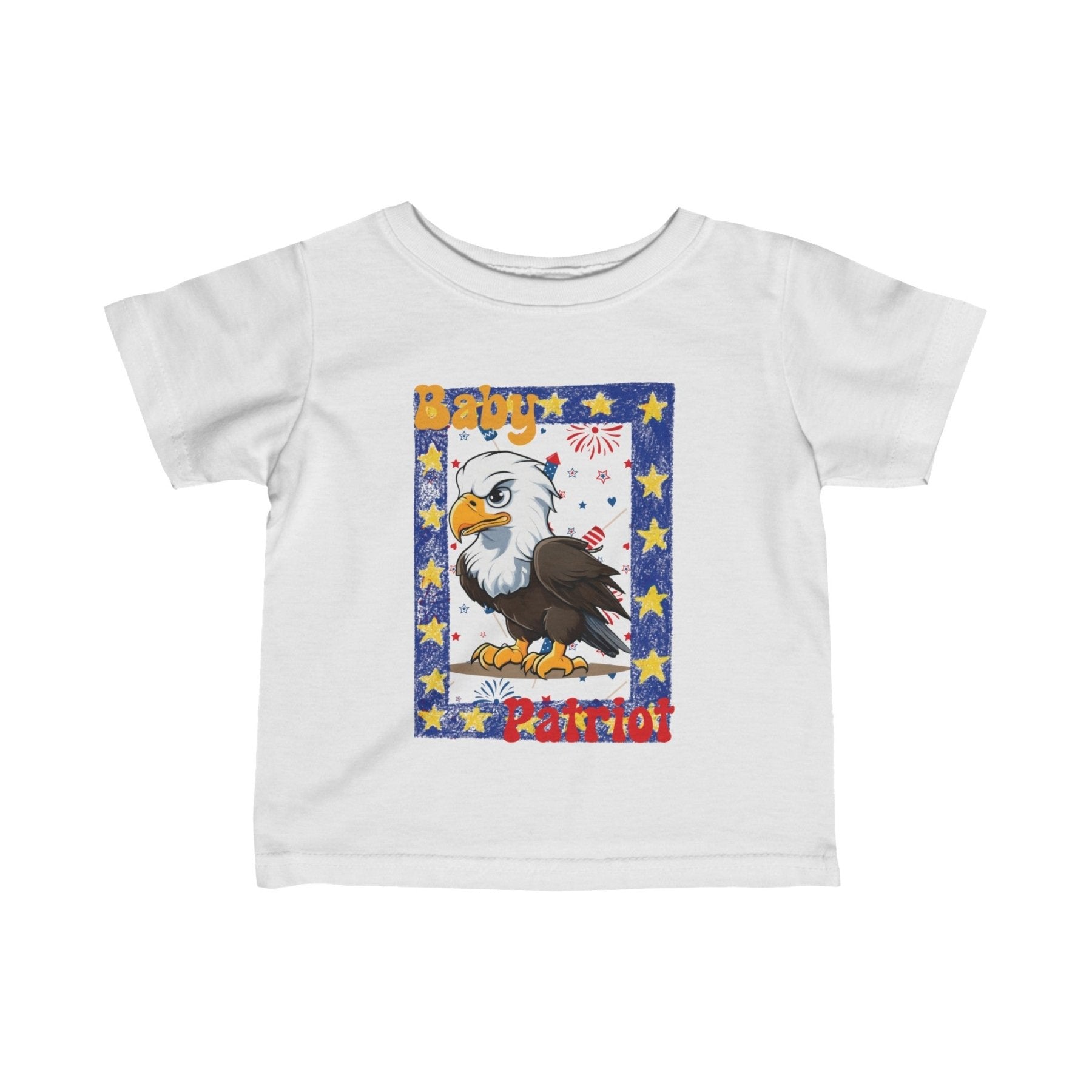 Baby Patriot, Framed Baby Bald Eagle, Infant Fine Jersey Tee, 6M-24M - Janlyn's Crafts