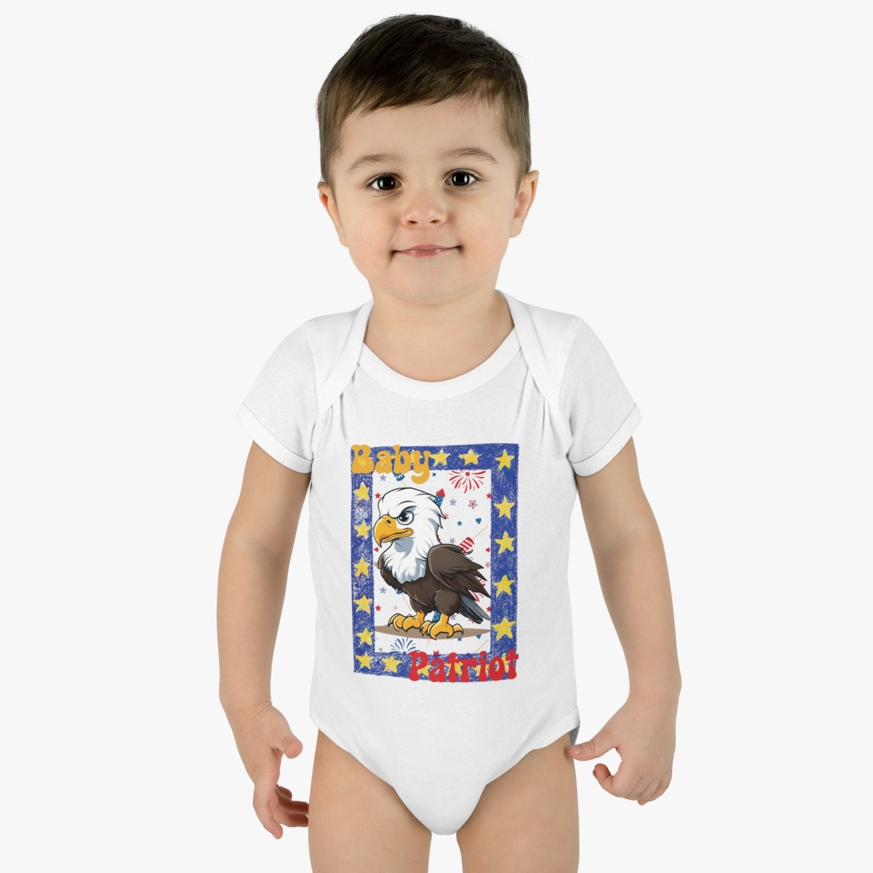 Baby Patriot, Framed Baby Bald Eagle, Onesie, Bodysuit, 0M-24M - Janlyn's Crafts