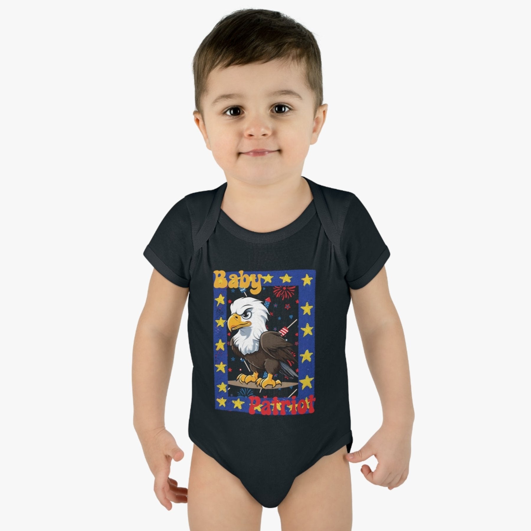 Baby Patriot, Framed Baby Bald Eagle, Onesie, Bodysuit, 0M-24M - Janlyn's Crafts