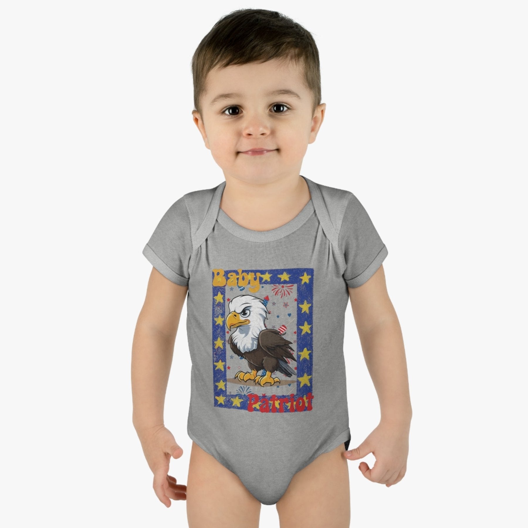 Baby Patriot, Framed Baby Bald Eagle, Onesie, Bodysuit, 0M-24M - Janlyn's Crafts