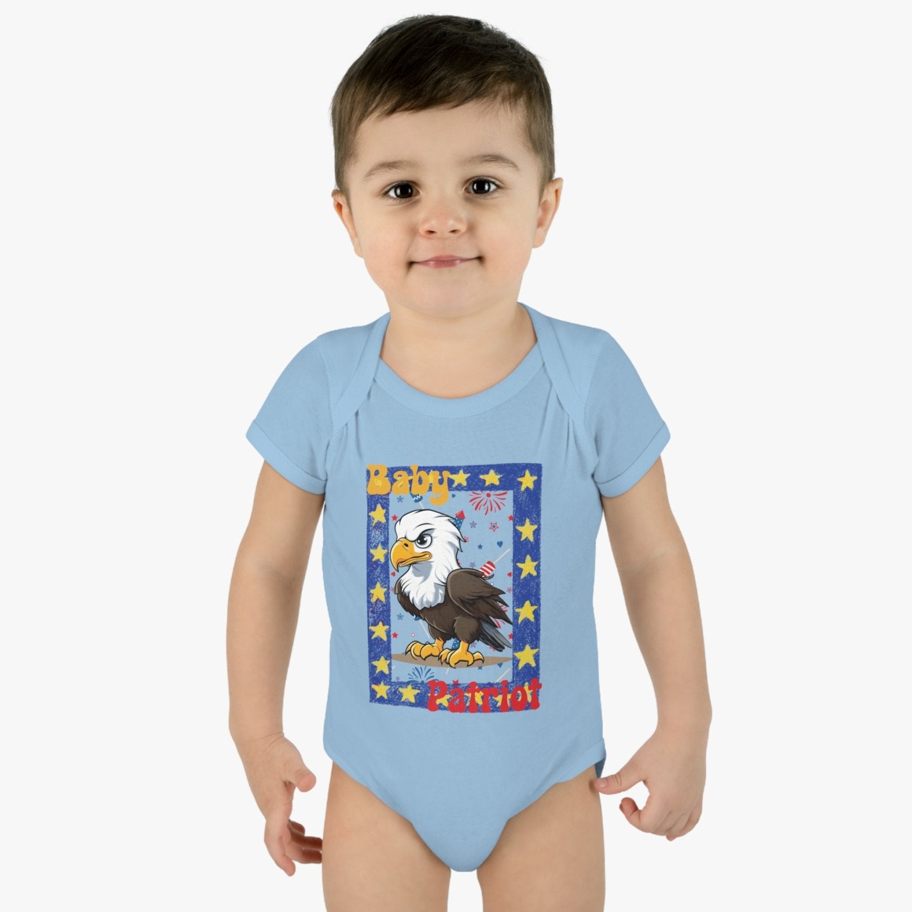 Baby Patriot, Framed Baby Bald Eagle, Onesie, Bodysuit, 0M-24M - Janlyn's Crafts