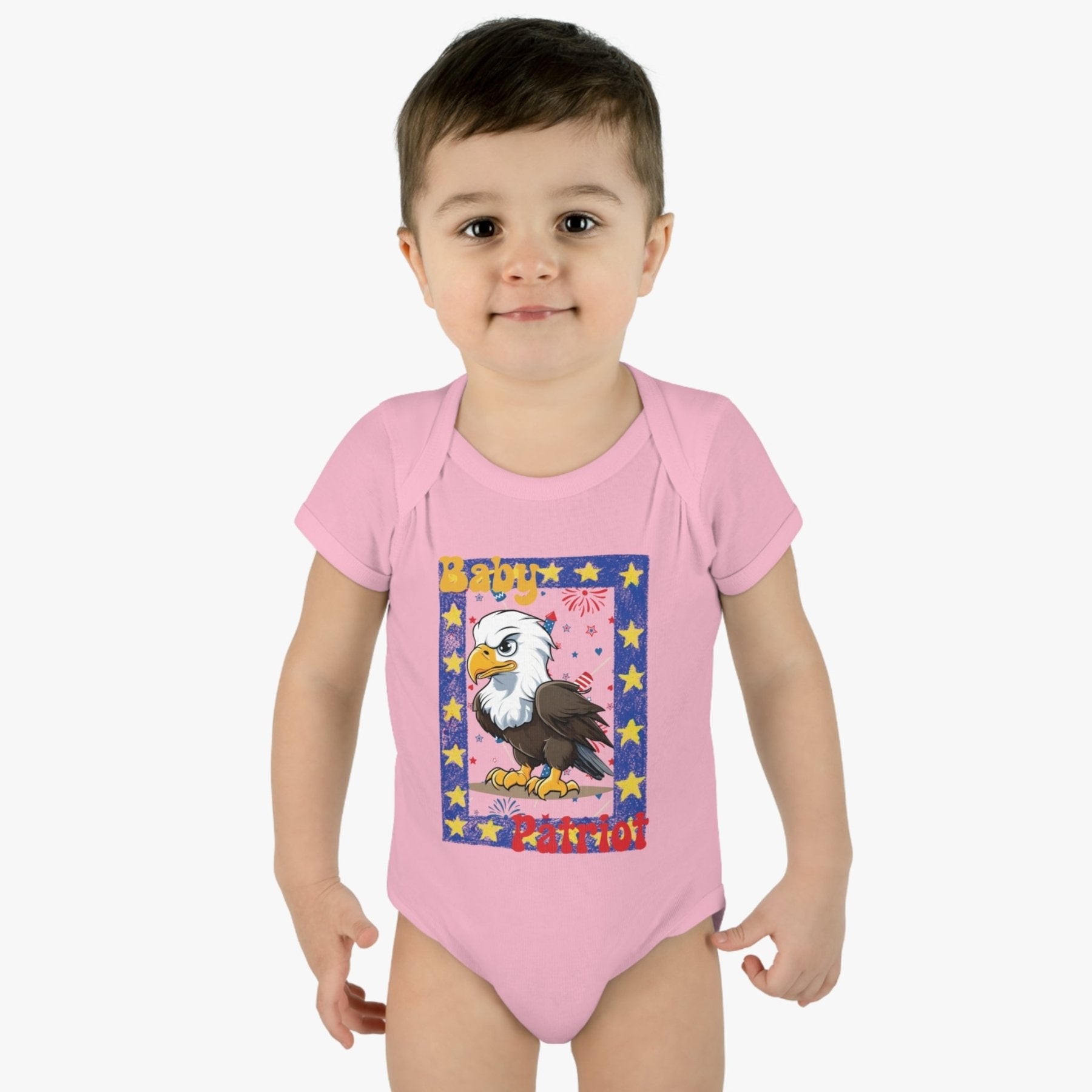 Baby Patriot, Framed Baby Bald Eagle, Onesie, Bodysuit, 0M-24M - Janlyn's Crafts