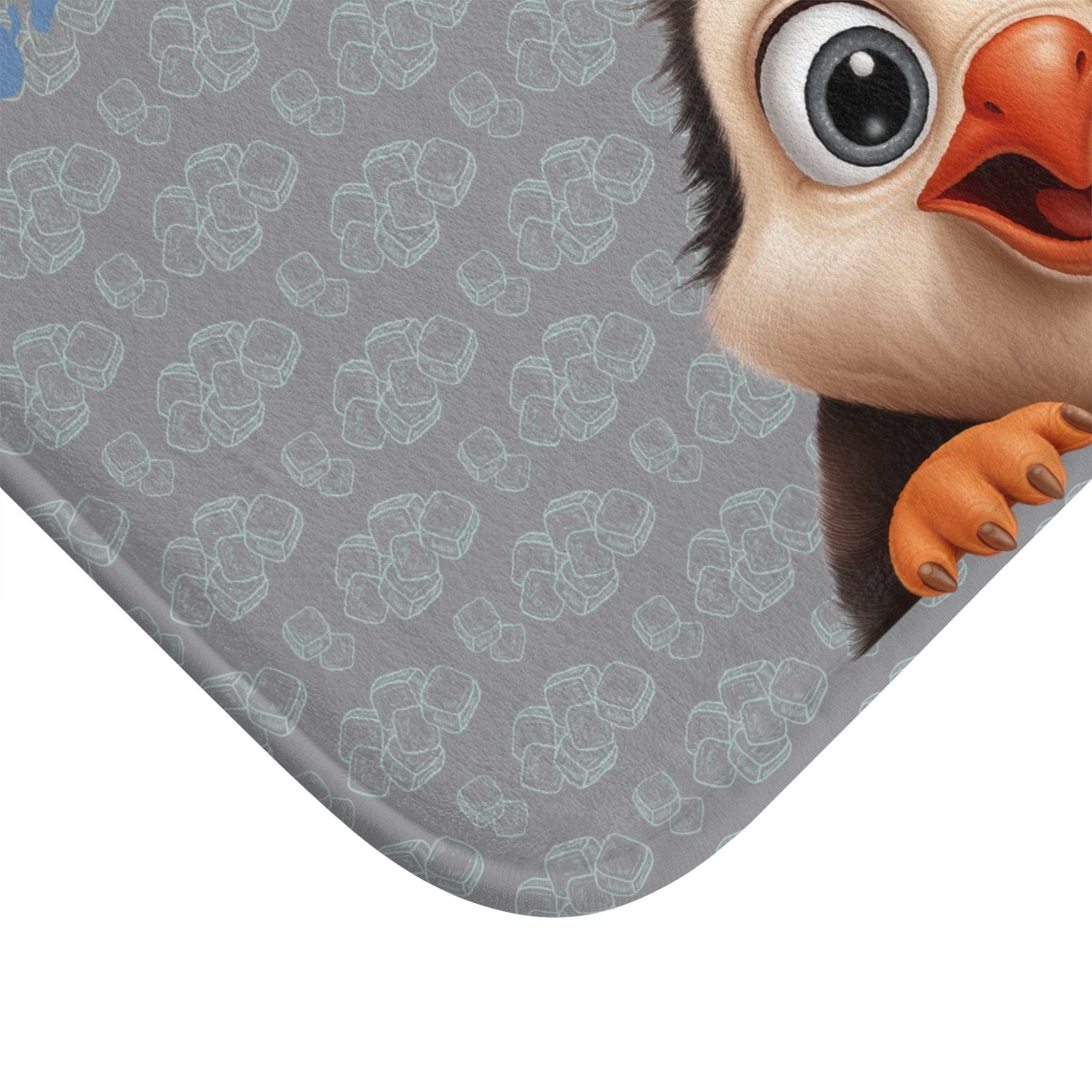 Bath Mat, Winter, Cozy Winter Vibes, Gray, Penguin 1 - Janlyn's Crafts