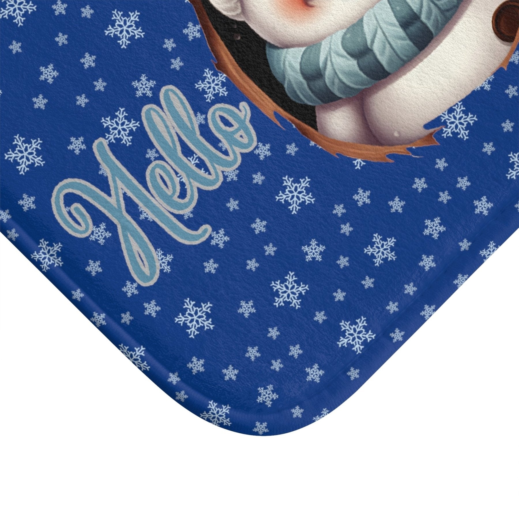 Bath Mat, Winter, Hello Winter, Dark Blue, Snowman 1 - Janlyn's Crafts