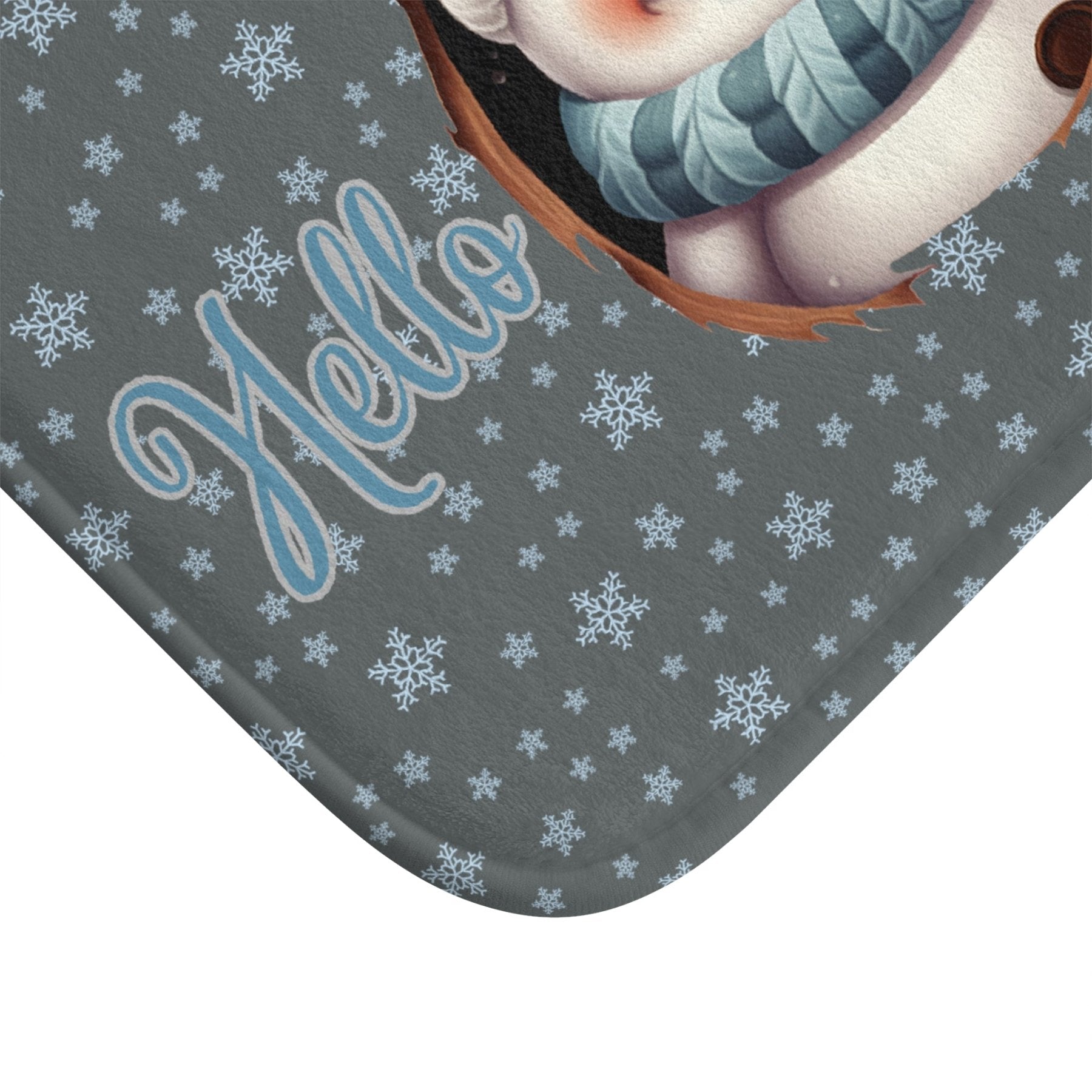 Bath Mat, Winter, Hello Winter, Dark Gray, Snowman 1 - Janlyn's Crafts