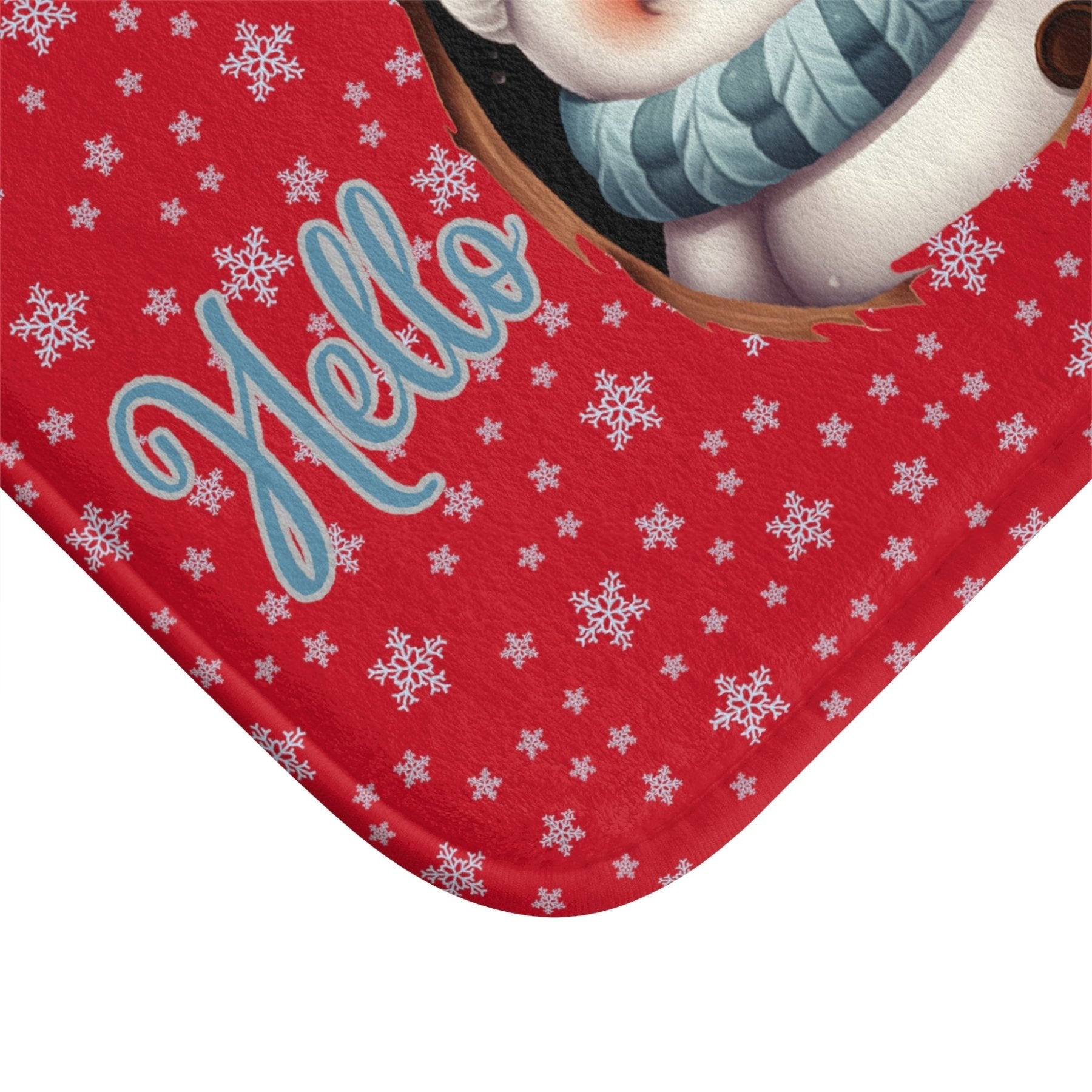 Bath Mat, Winter, Hello Winter, Dark Red, Snowman 1 - Janlyn's Crafts