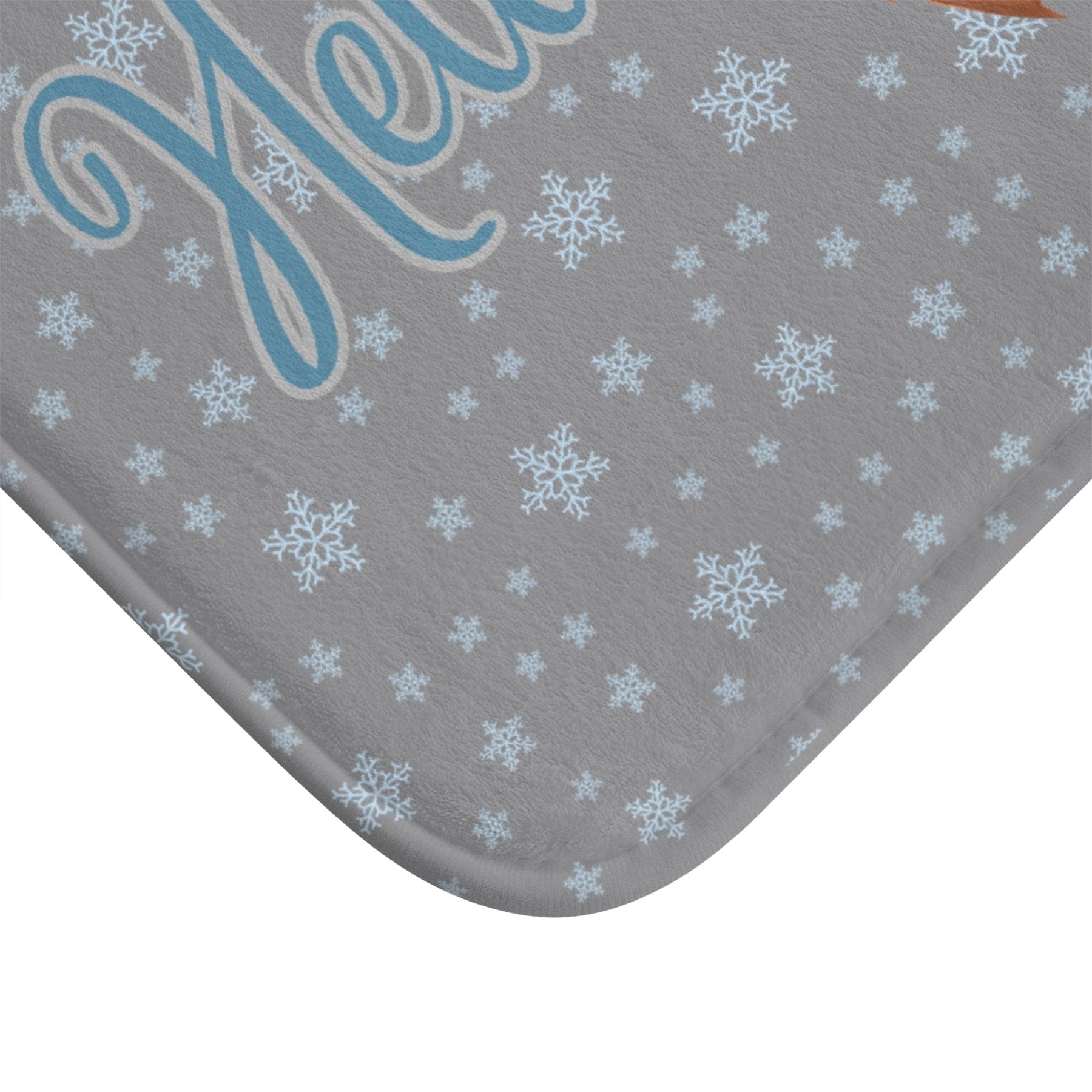 Bath Mat, Winter, Hello Winter, Gray, Snowman 1 - Janlyn's Crafts