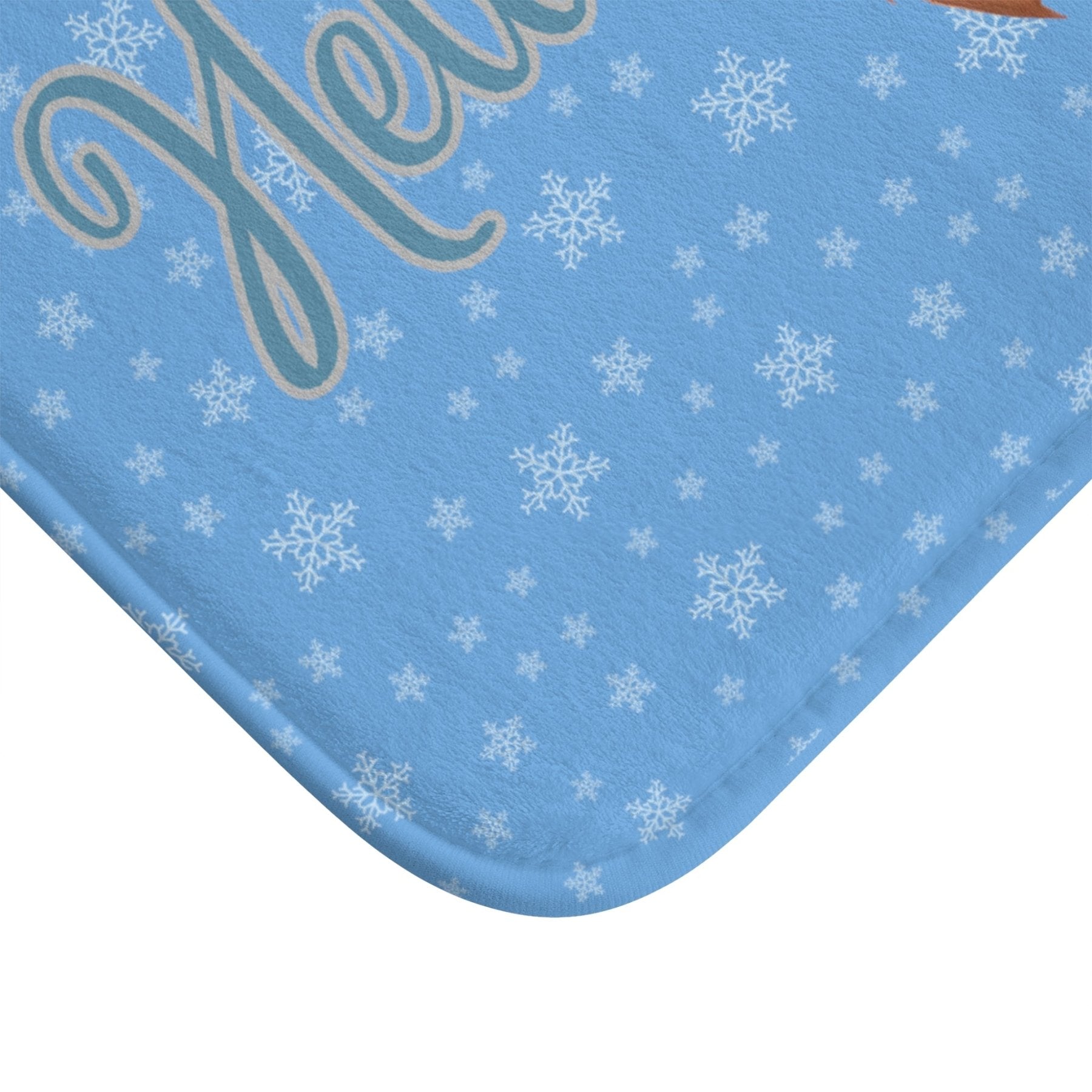 Bath Mat, Winter, Hello Winter, Light Blue, Snowman 1 - Janlyn's Crafts