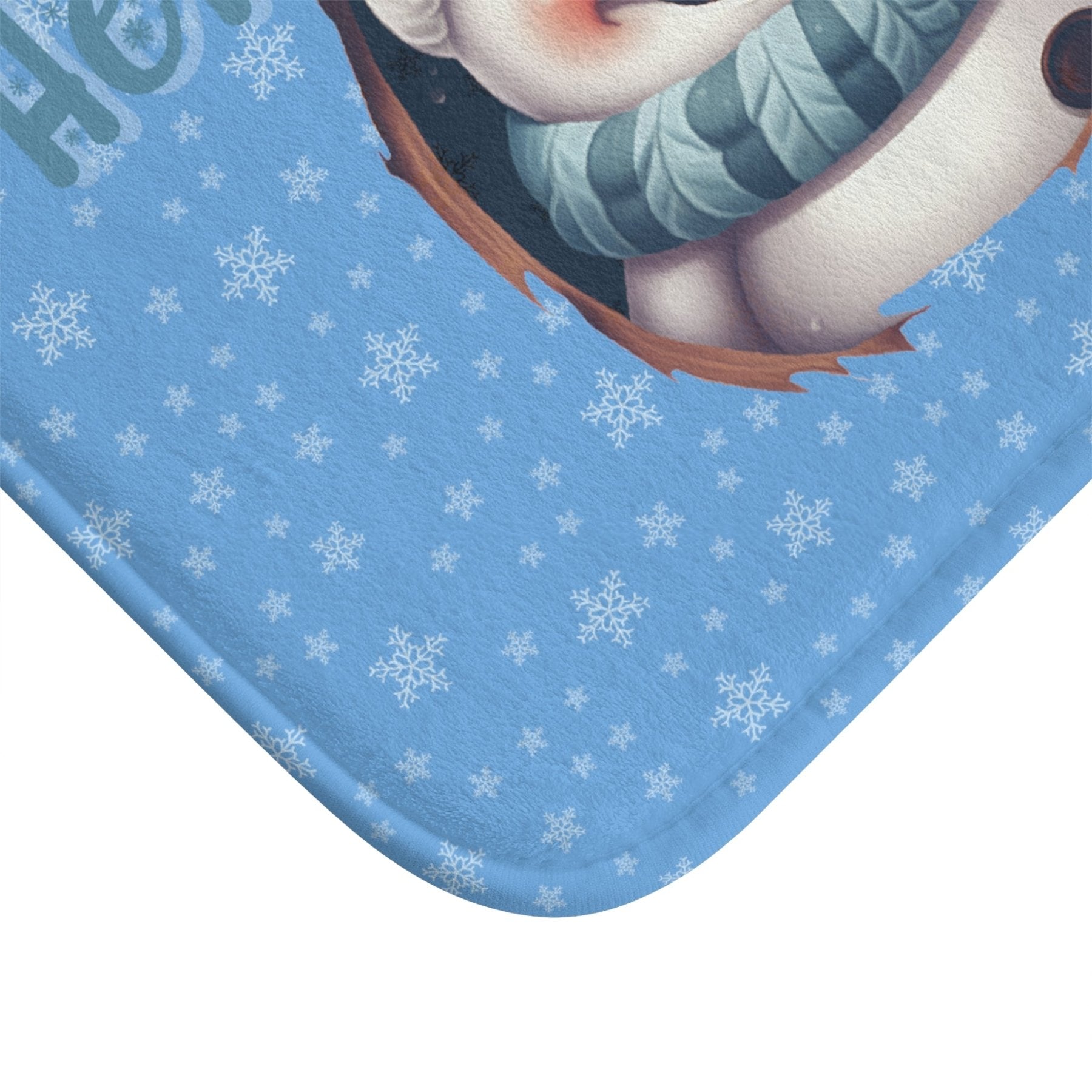 Bath Mat, Winter, Hello Winter, Light Blue, Snowman 2 - Janlyn's Crafts