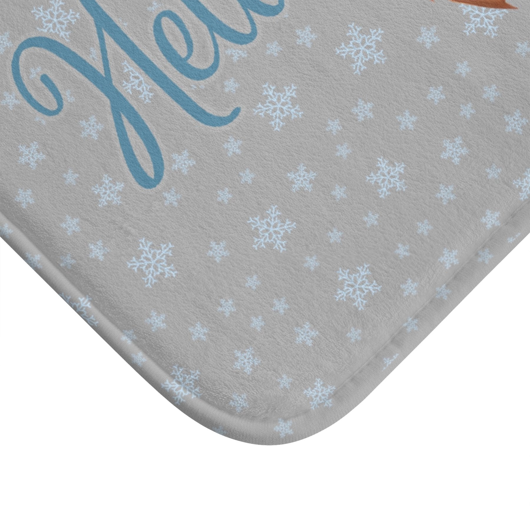 Bath Mat, Winter, Hello Winter, Light Gray, Snowman 1 - Janlyn's Crafts