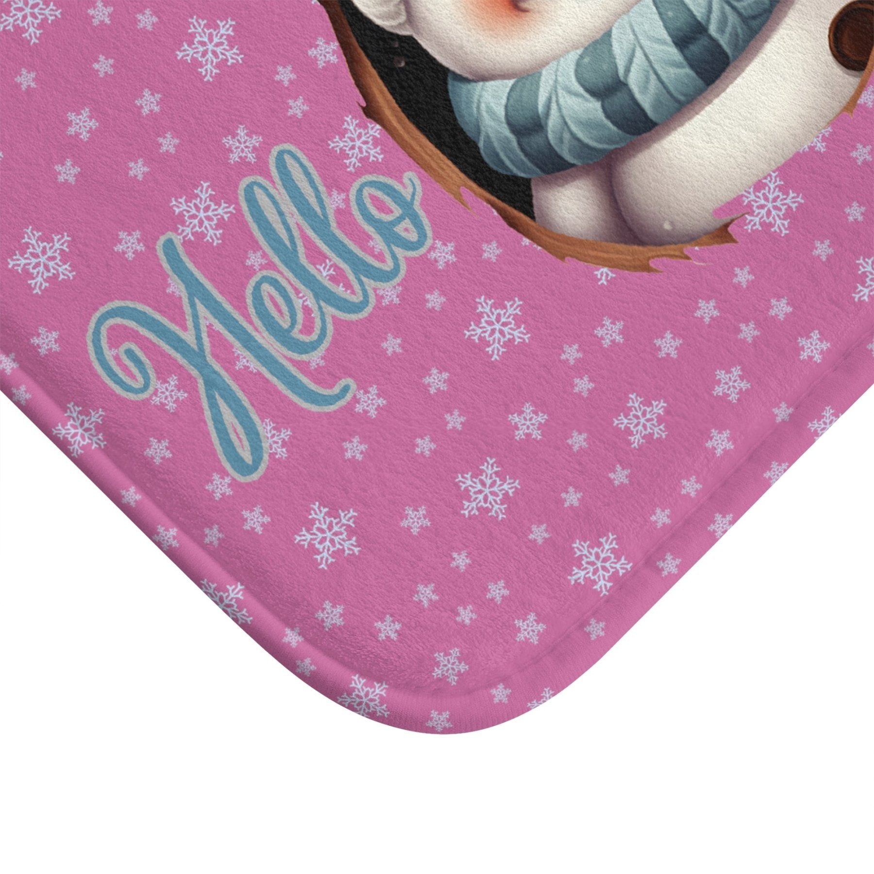 Bath Mat, Winter, Hello Winter, Light Pink, Snowman 1 - Janlyn's Crafts