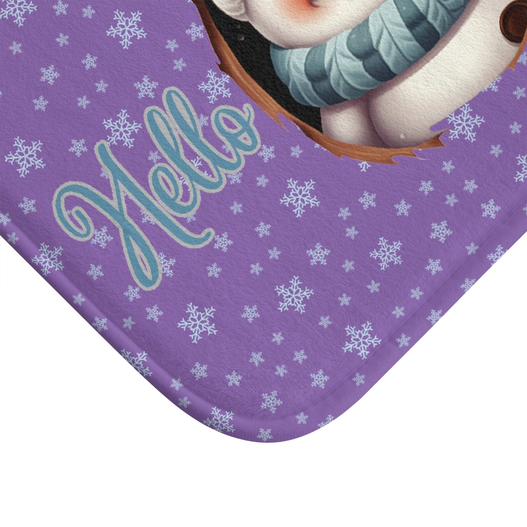 Bath Mat, Winter, Hello Winter, Light Purple, Snowman 1 - Janlyn's Crafts