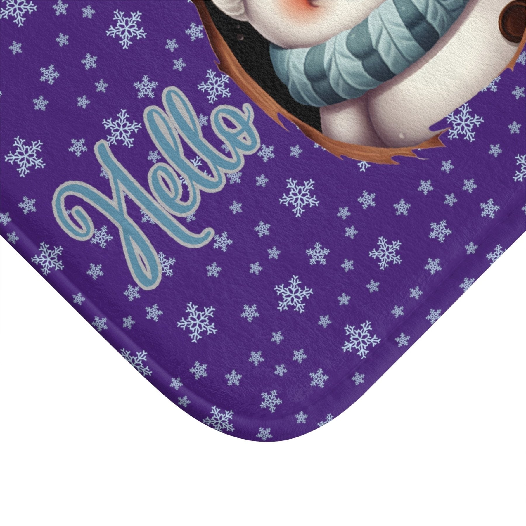 Bath Mat, Winter, Hello Winter, Purple, Snowman 1 - Janlyn's Crafts