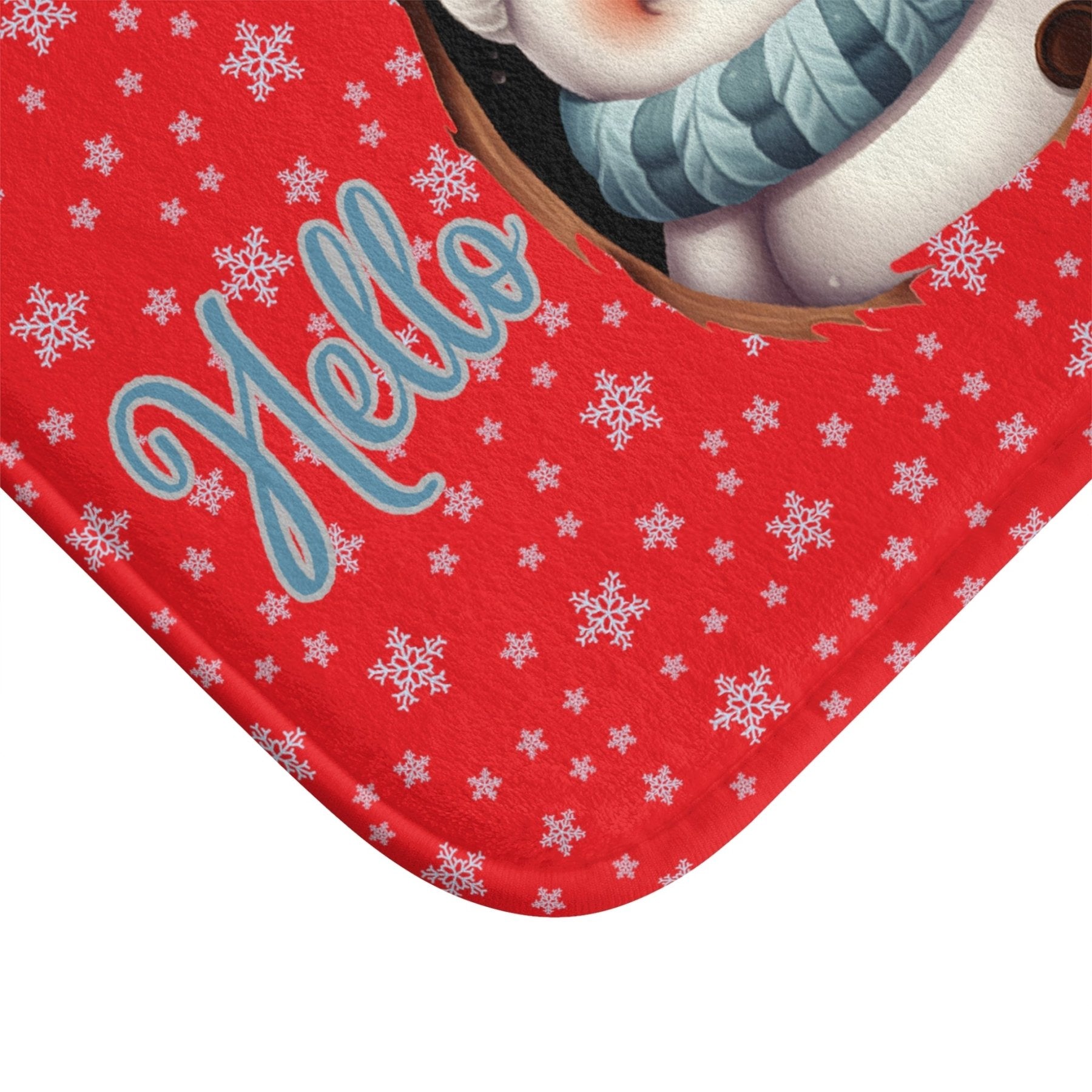 Bath Mat, Winter, Hello Winter, Red, Snowman 1 - Janlyn's Crafts