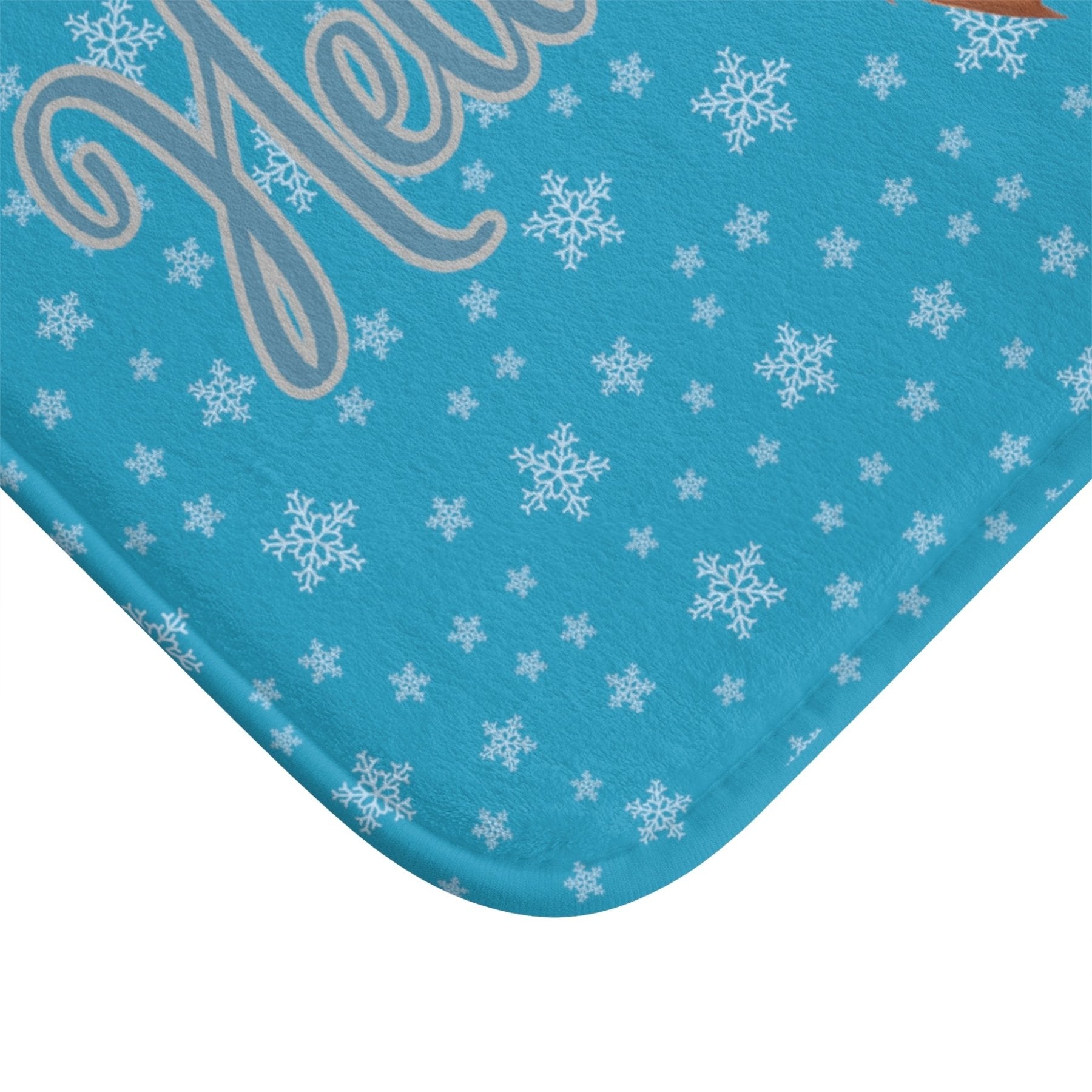 Bath Mat, Winter, Hello Winter, Turquoise, Snowman 1 - Janlyn's Crafts