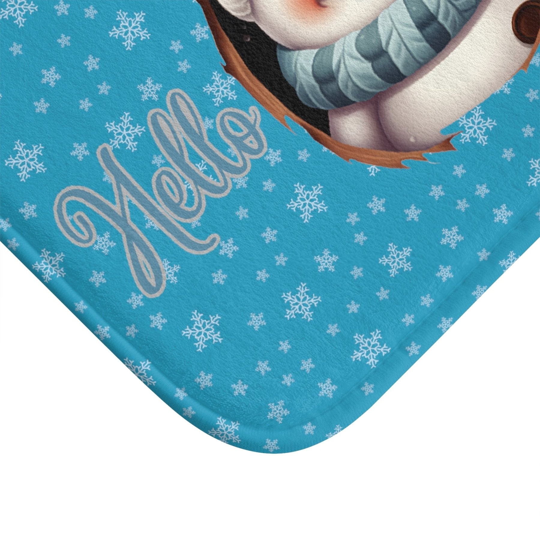 Bath Mat, Winter, Hello Winter, Turquoise, Snowman 1 - Janlyn's Crafts