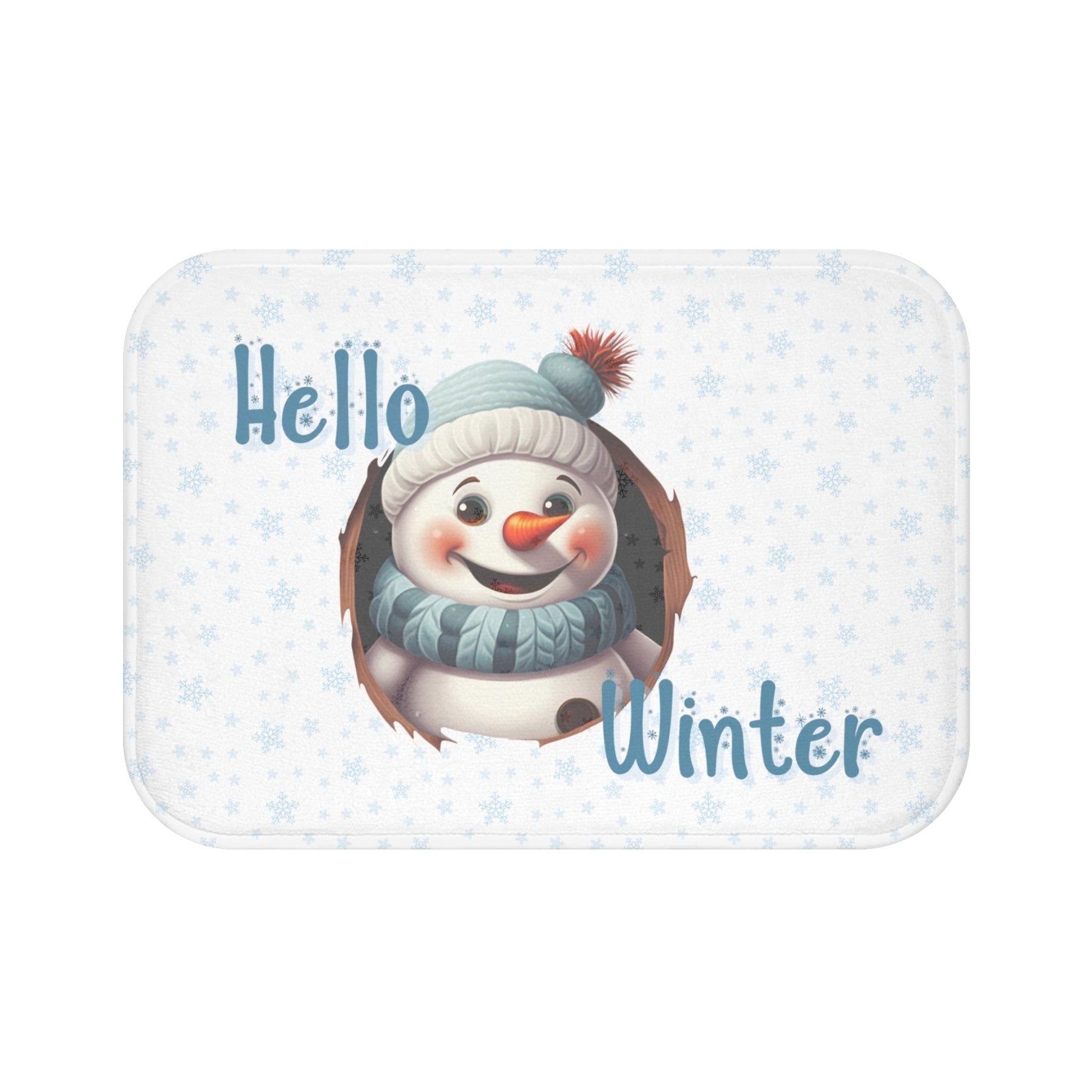 Bath Mat, Winter, Hello Winter, White, Snowman 2 - Janlyn's Crafts