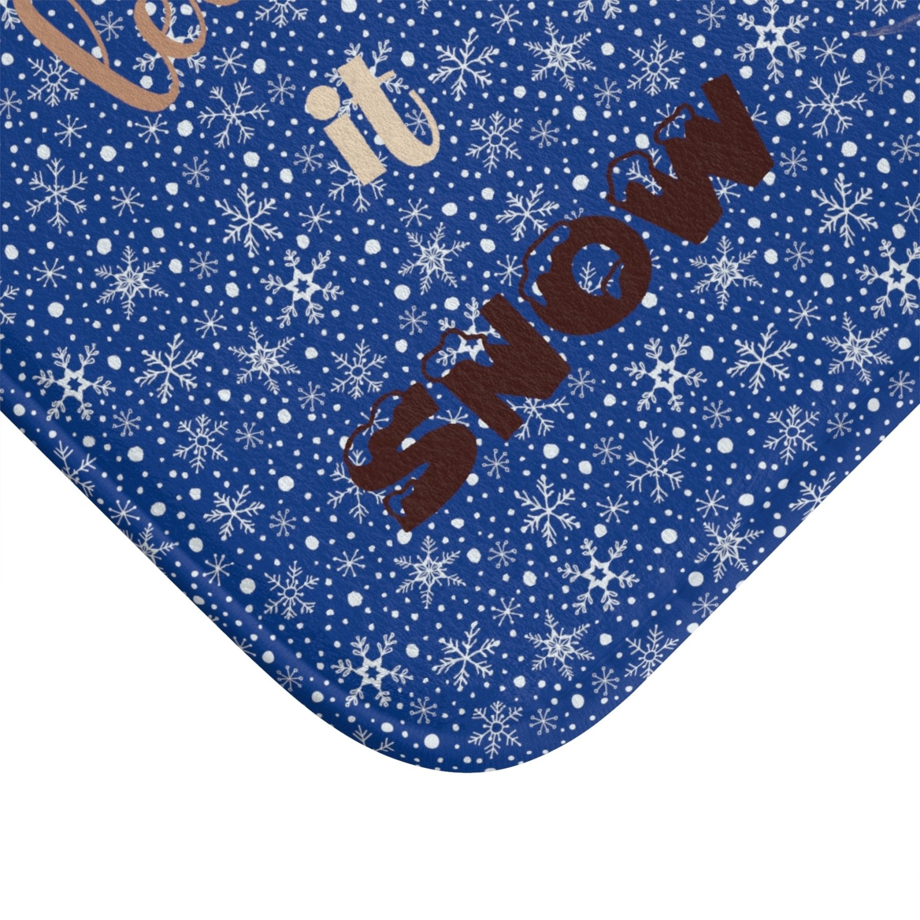 Bath Mat, Winter, Let it Snow, Dark Blue, Snowman 3 - Janlyn's Crafts