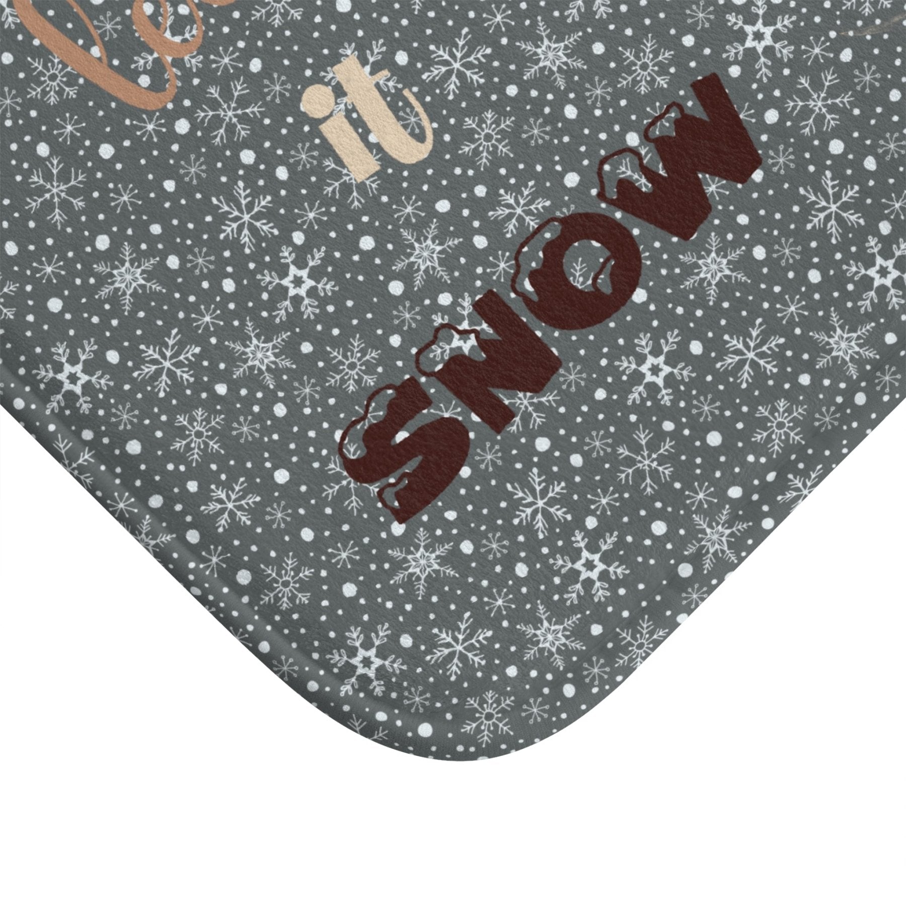 Bath Mat, Winter, Let it Snow, Dark Gray, Snowman 3 - Janlyn's Crafts