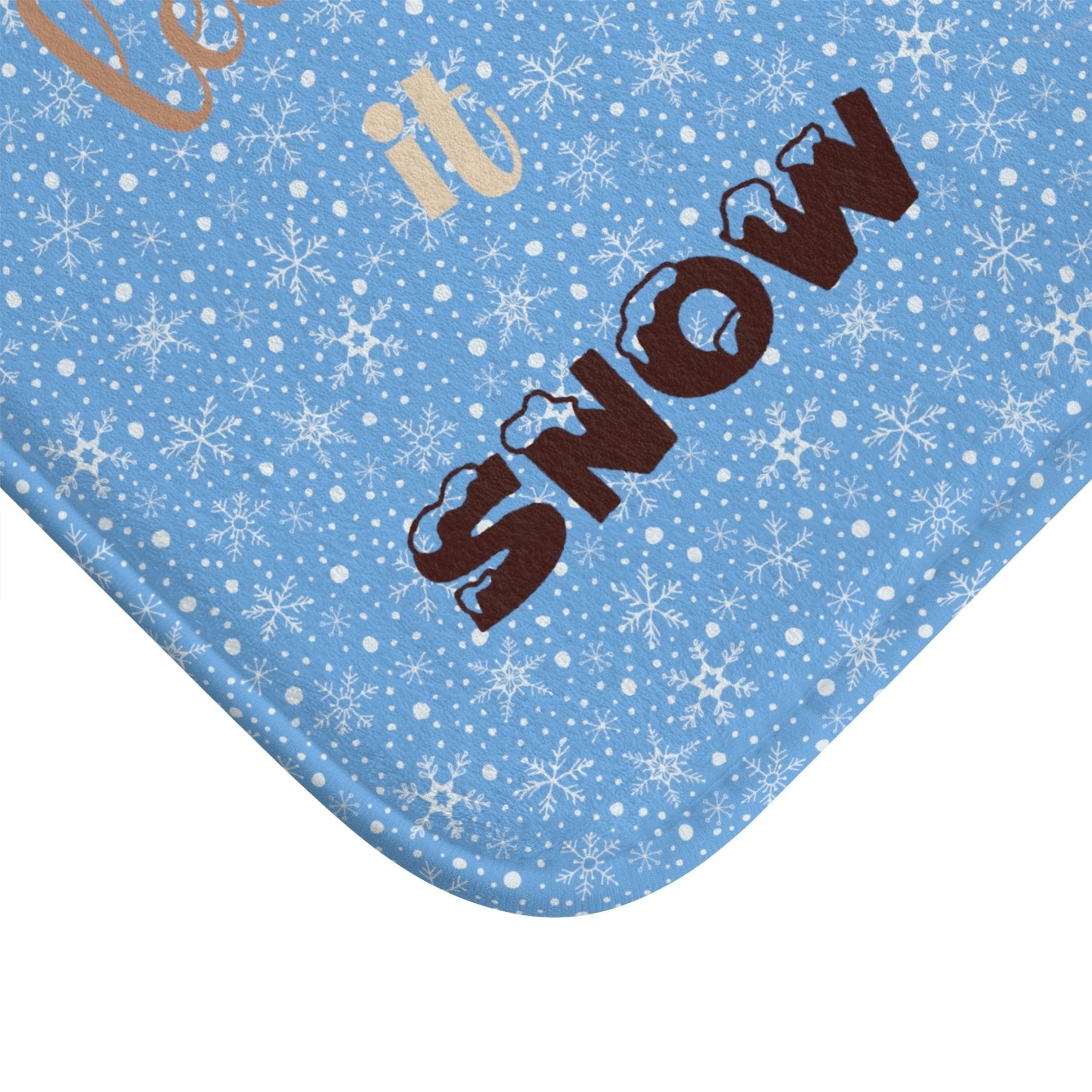 Bath Mat, Winter, Let it Snow, Light Blue, Snowman 3 - Janlyn's Crafts