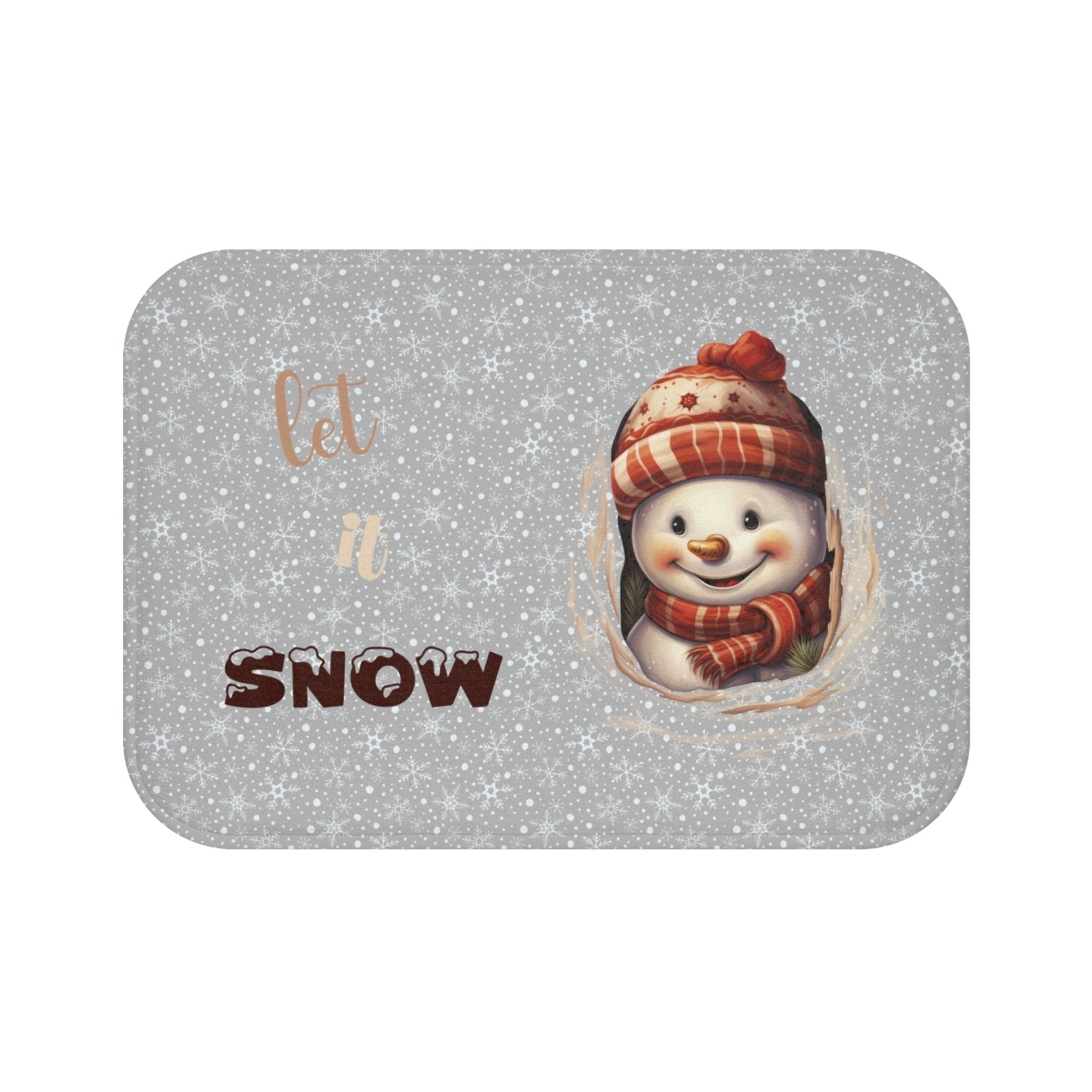 Bath Mat, Winter, Let it Snow, Light Gray, Snowman 3 - Janlyn's Crafts