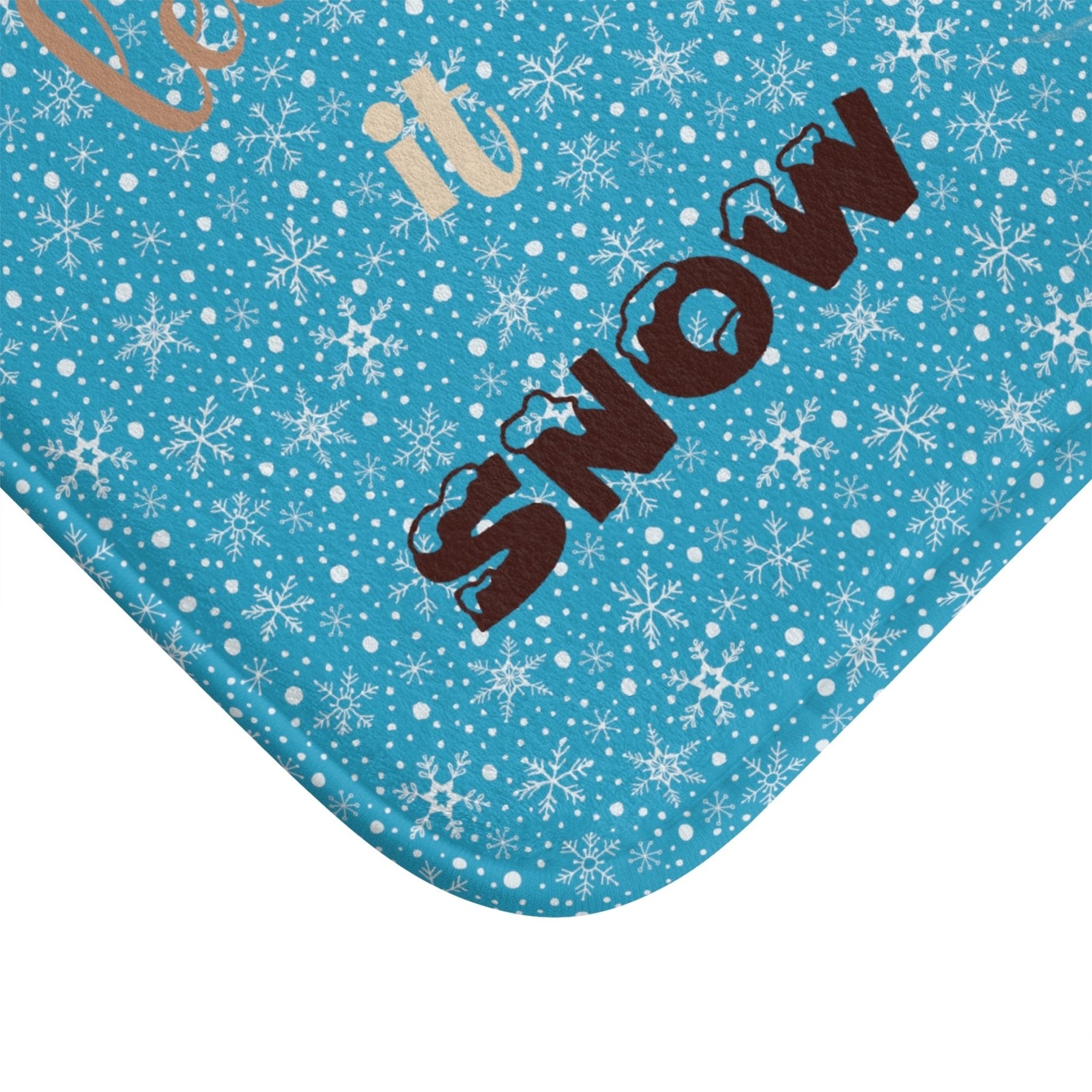 Bath Mat, Winter, Let it Snow, Turquoise, Snowman 3 - Janlyn's Crafts