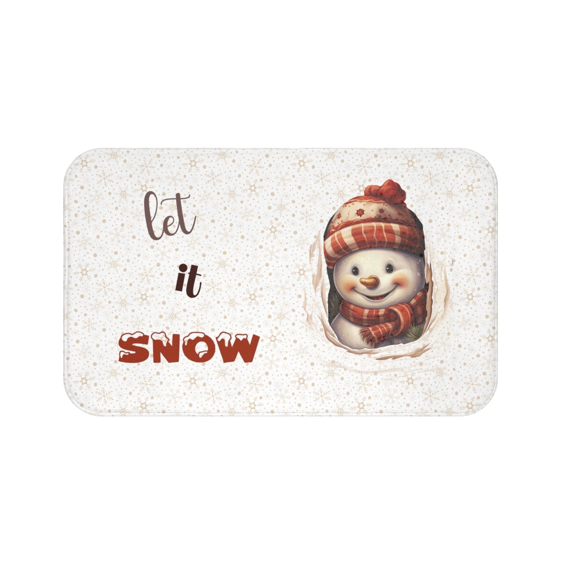 Bath Mat, Winter, Let it Snow, White, Snowman 3 - Janlyn's Crafts