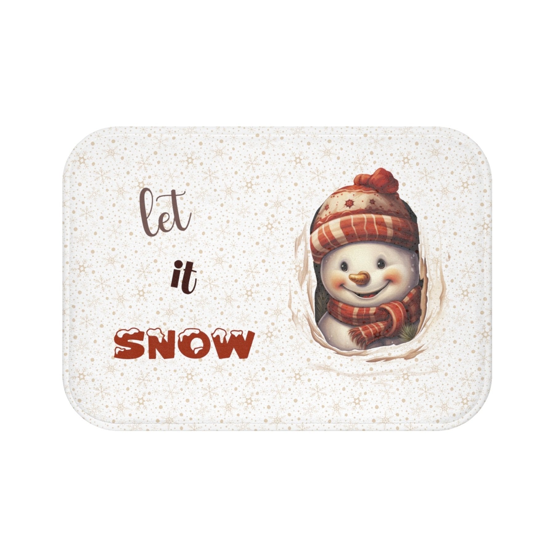 Bath Mat, Winter, Let it Snow, White, Snowman 3 - Janlyn's Crafts