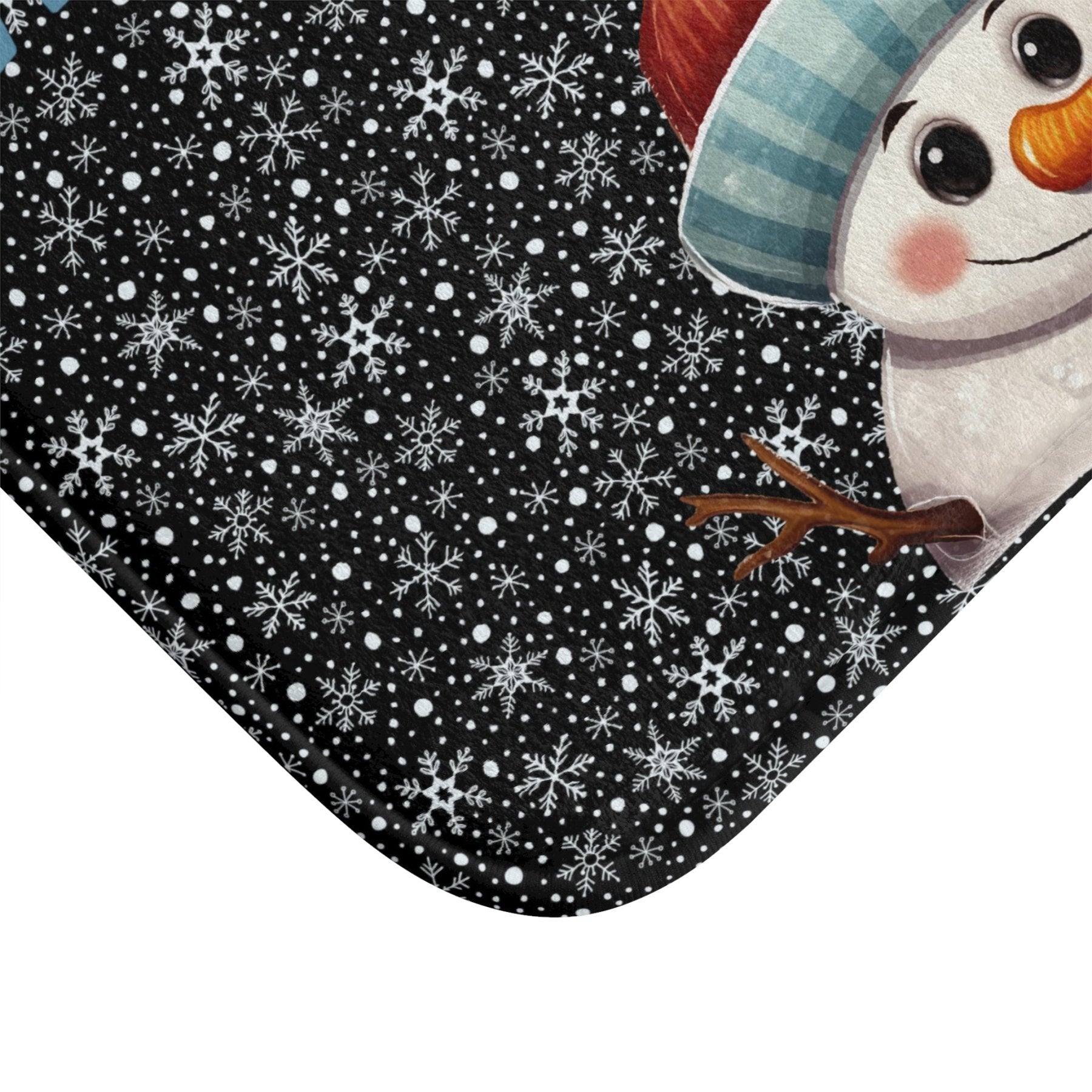 Bath Mat, Winter, Winter Blessings, Black, Snowman 4 - Janlyn's Crafts