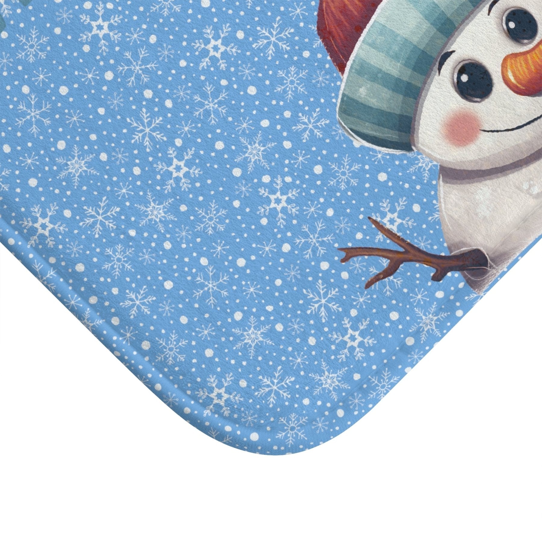 Bath Mat, Winter, Winter Blessings, Light Blue, Snowman 4 - Janlyn's Crafts