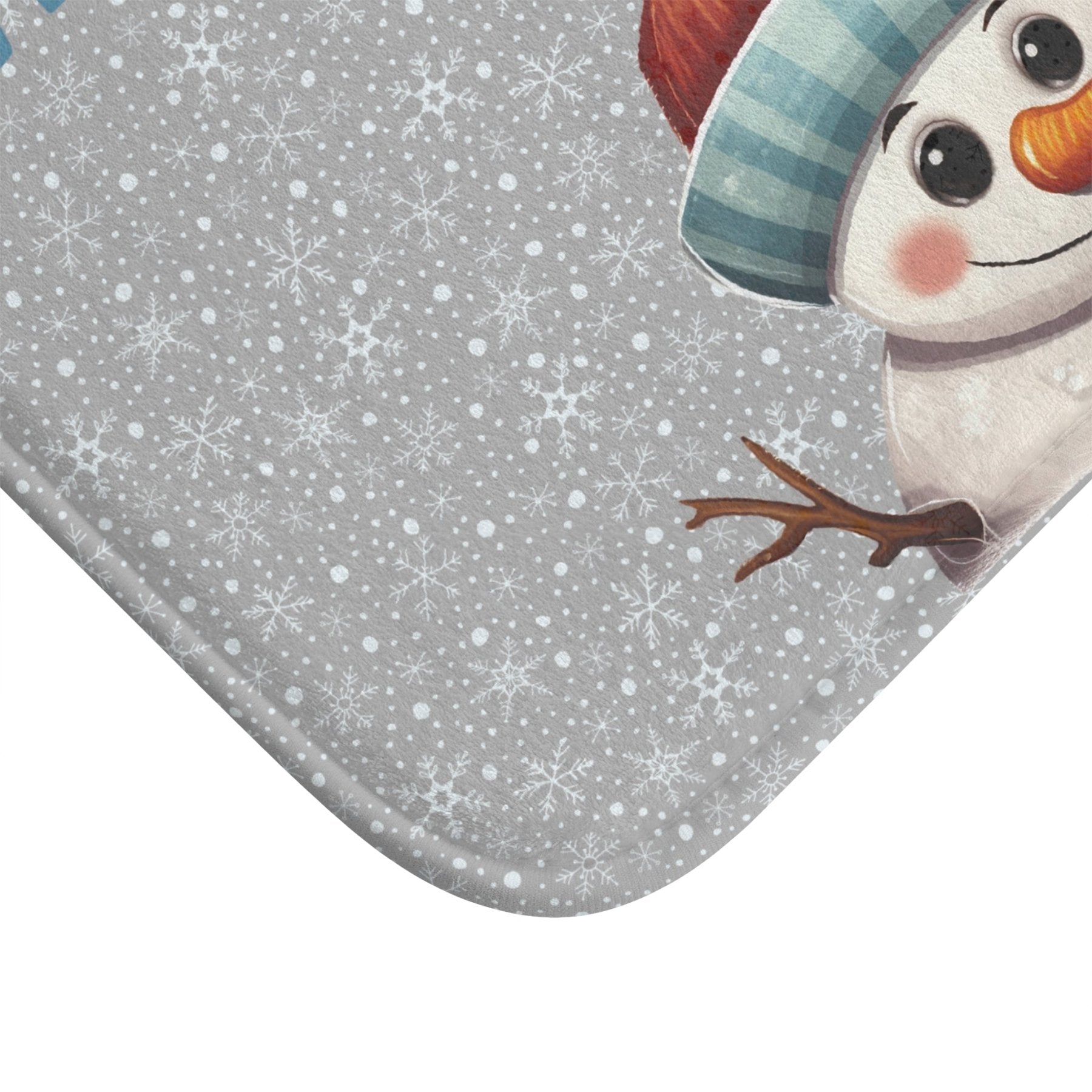 Bath Mat, Winter, Winter Blessings, Light Gray, Snowman 4 - Janlyn's Crafts