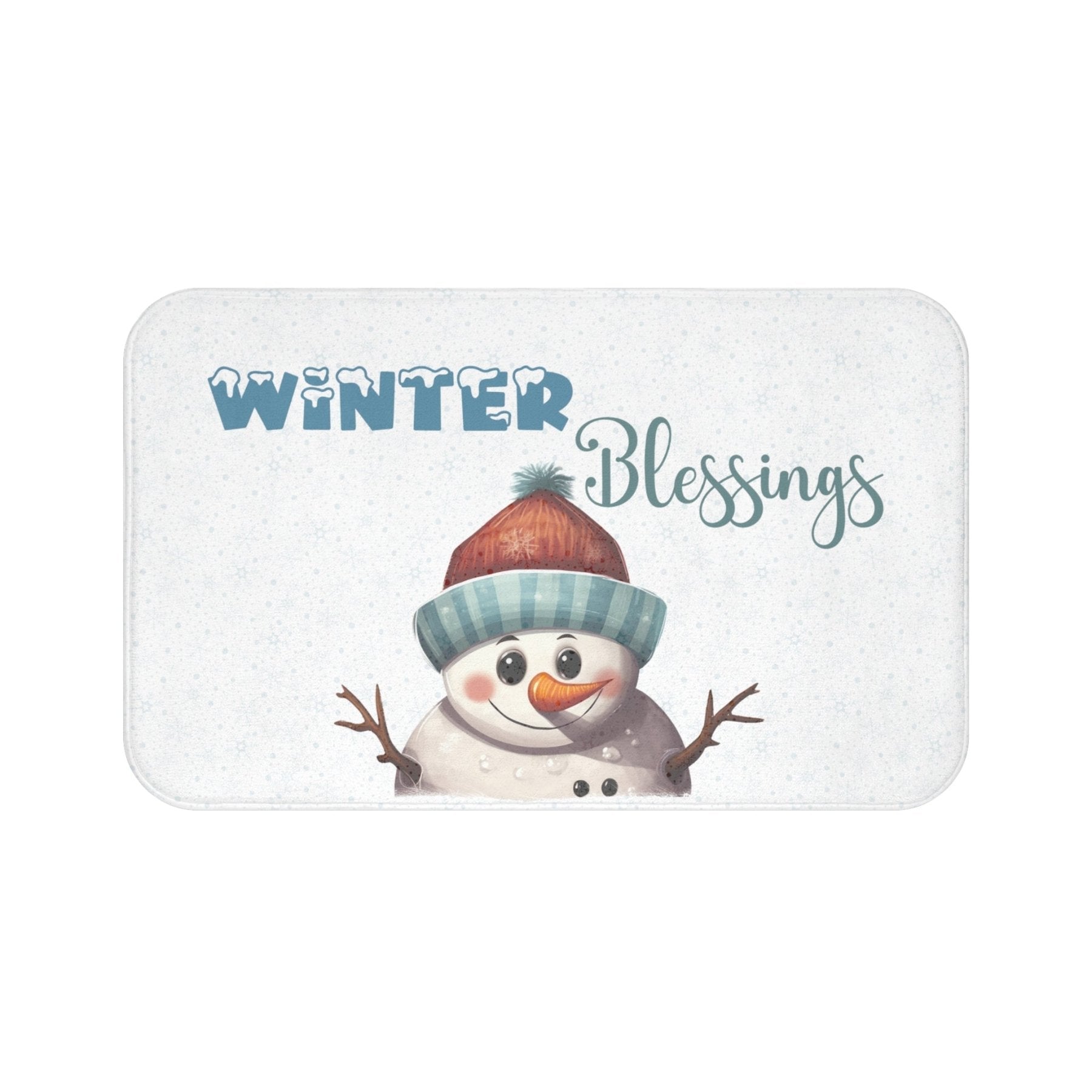 Bath Mat, Winter, Winter Blessings, White, Snowman 4 - Janlyn's Crafts