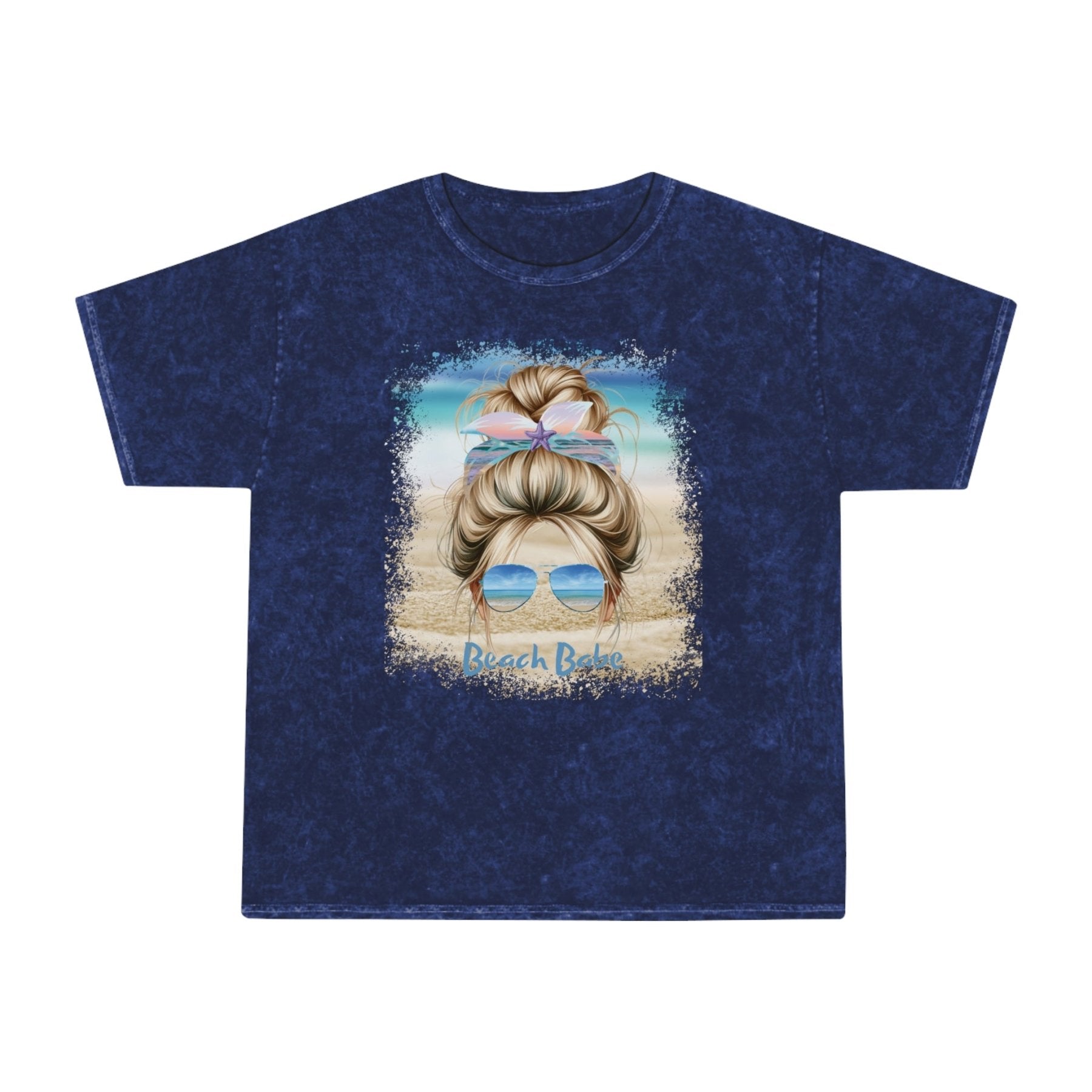 Beach Babe Blond Hair Messy Bun, Unisex Mineral Wash T-Shirt - Janlyn's Crafts