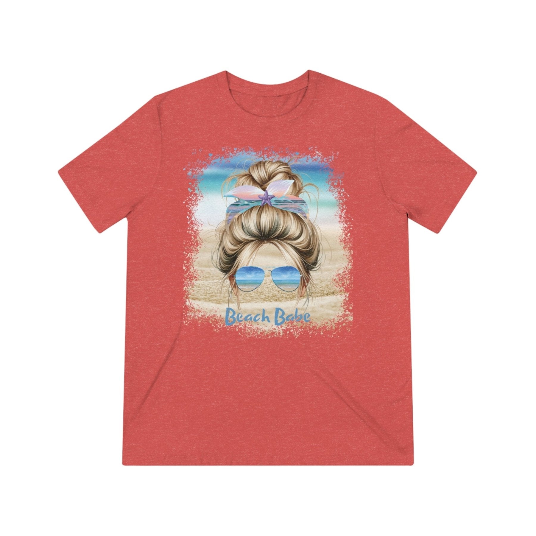 Beach Babe, Blond Hair Messy Bun, Unisex Triblend T-Shirt - Janlyn's Crafts