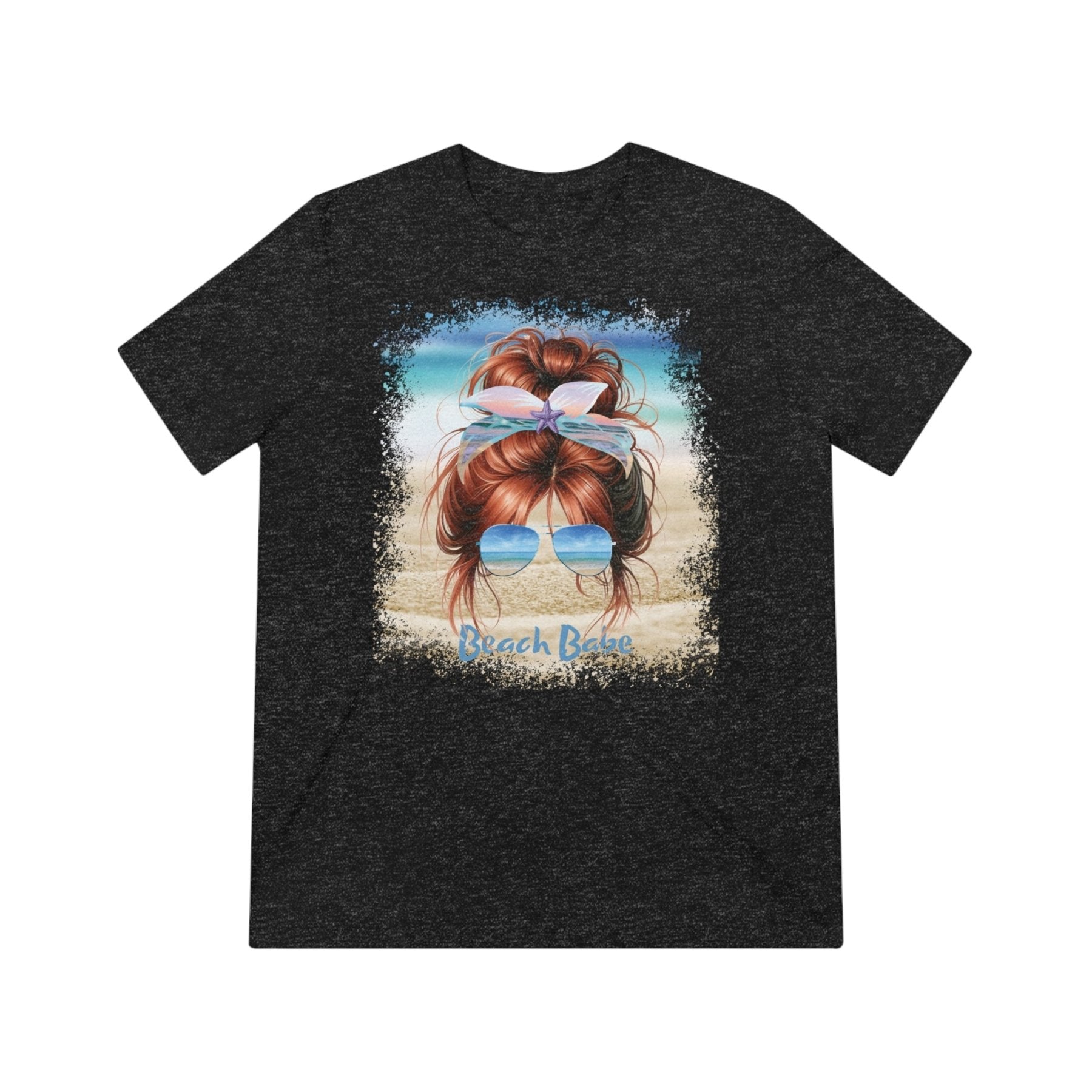 Beach Babe, Red Hair Messy Bun, Unisex Triblend T-Shirt - Janlyn's Crafts