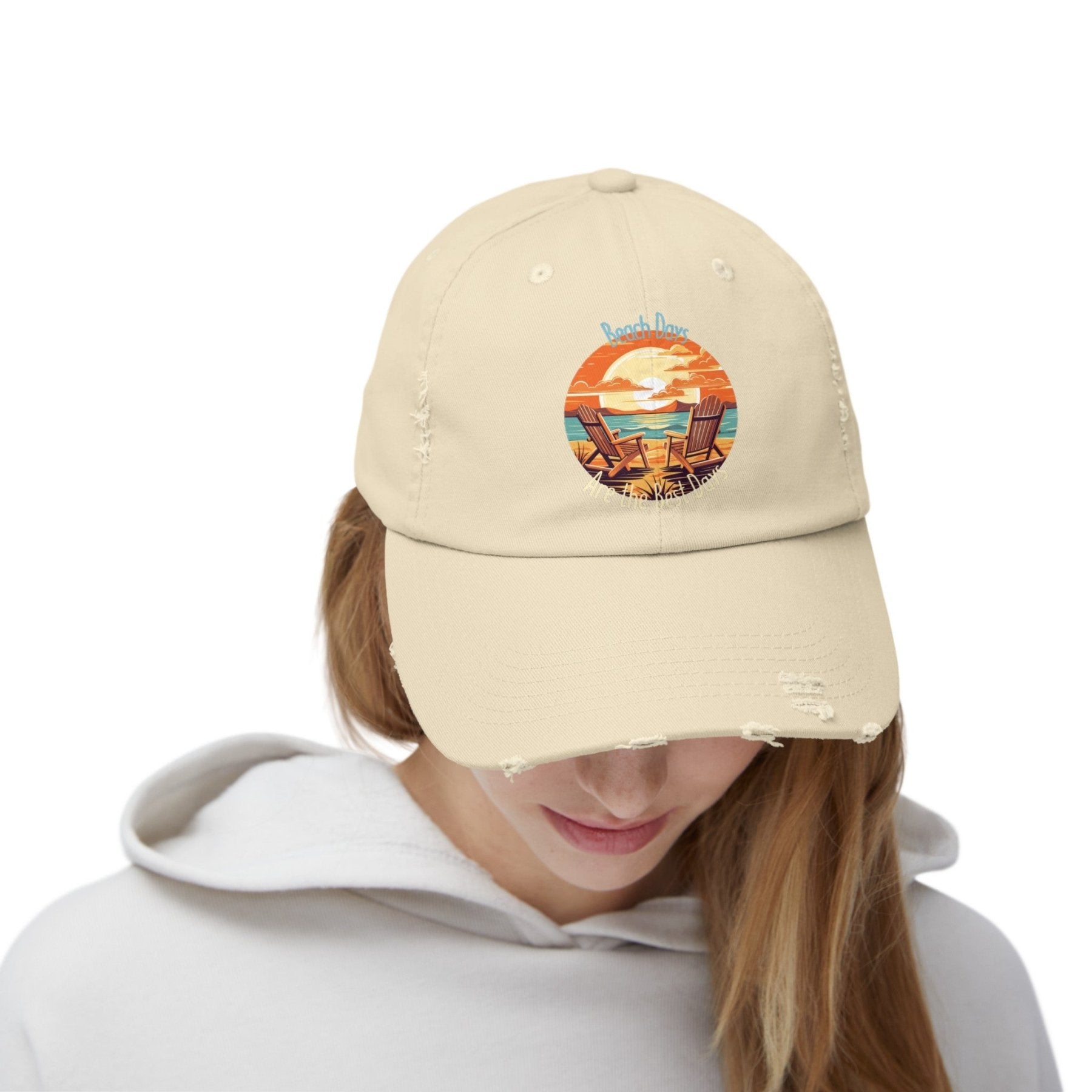 Beach Days are the Best Days, Unisex Distressed Cap - Janlyn's Crafts