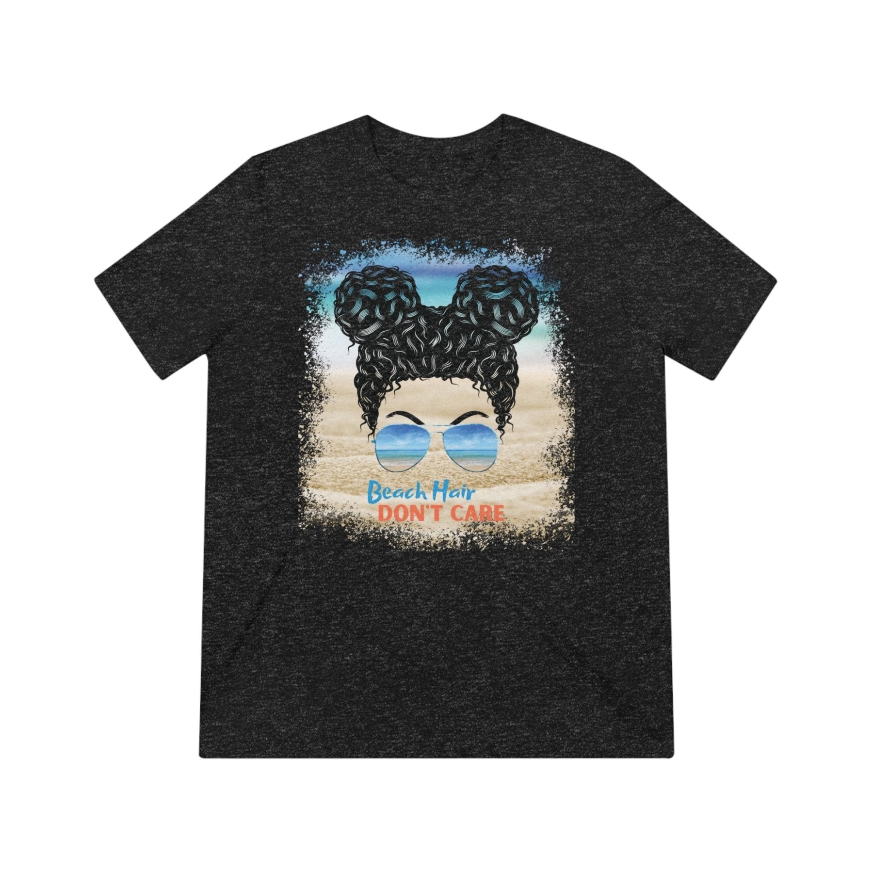 Beach Hair Don't Care, Black Hair Messy Bun, Unisex Triblend T-Shirt - Janlyn's Crafts