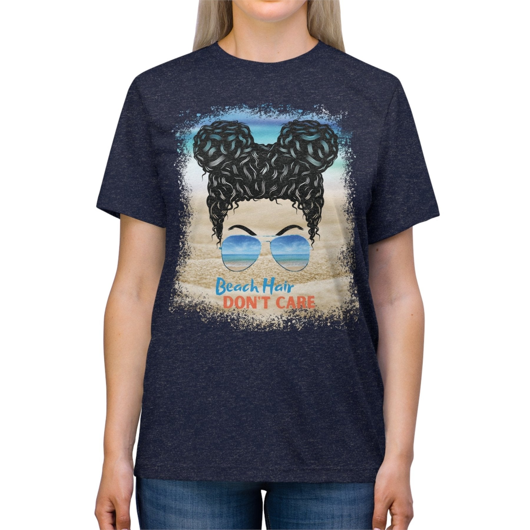 Beach Hair Don't Care, Black Hair Messy Bun, Unisex Triblend T-Shirt - Janlyn's Crafts