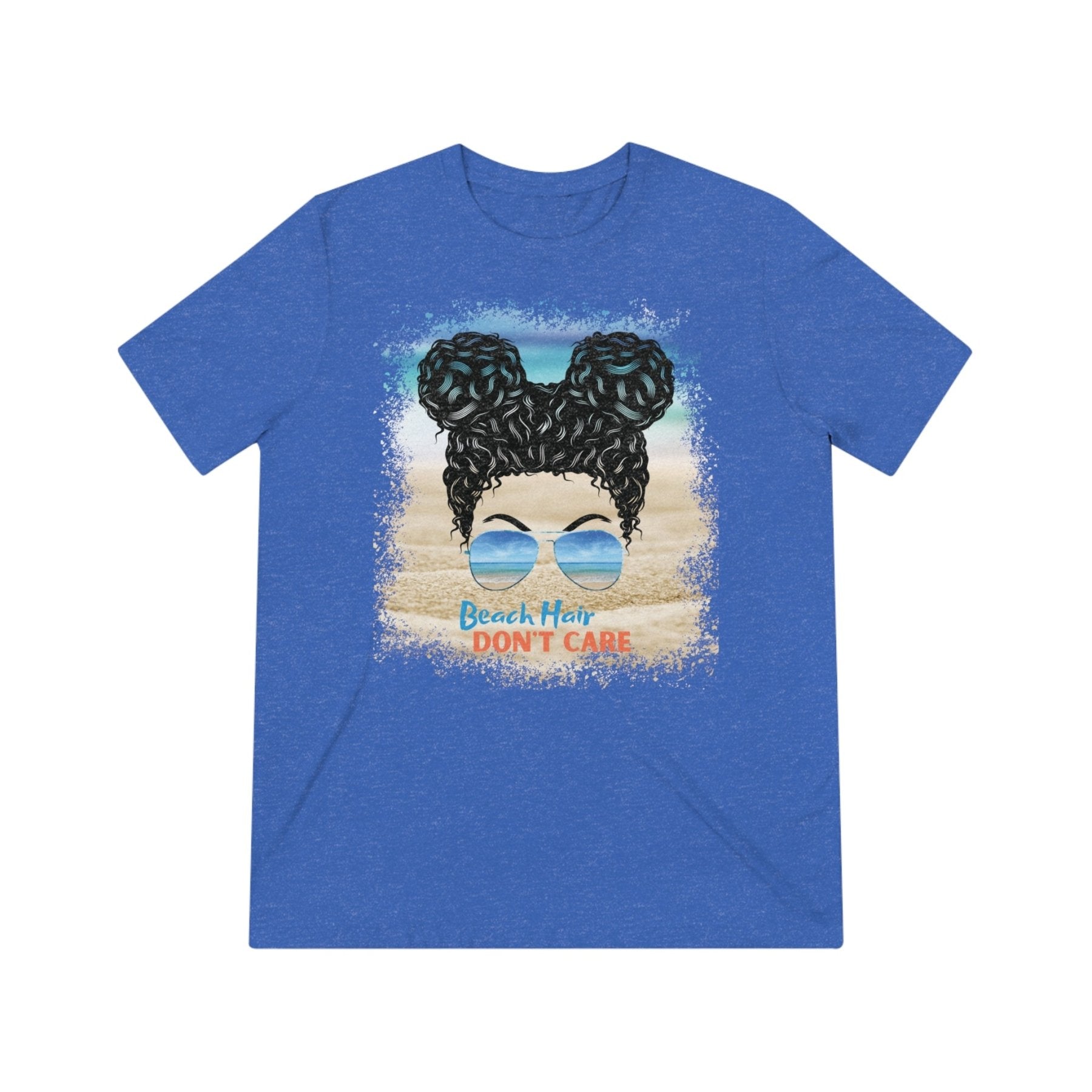 Beach Hair Don't Care, Black Hair Messy Bun, Unisex Triblend T-Shirt - Janlyn's Crafts