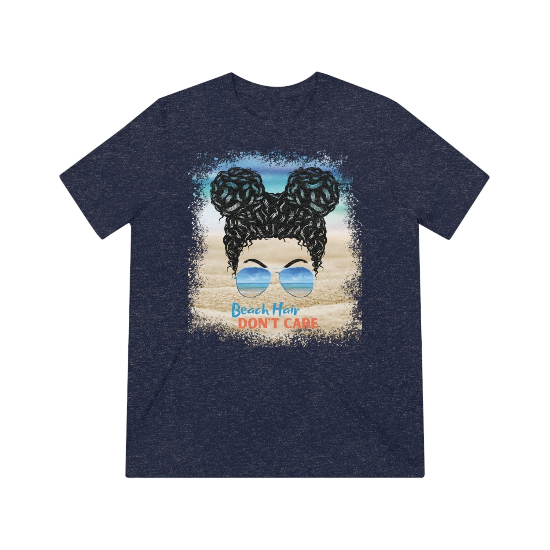 Beach Hair Don't Care, Black Hair Messy Bun, Unisex Triblend T-Shirt - Janlyn's Crafts