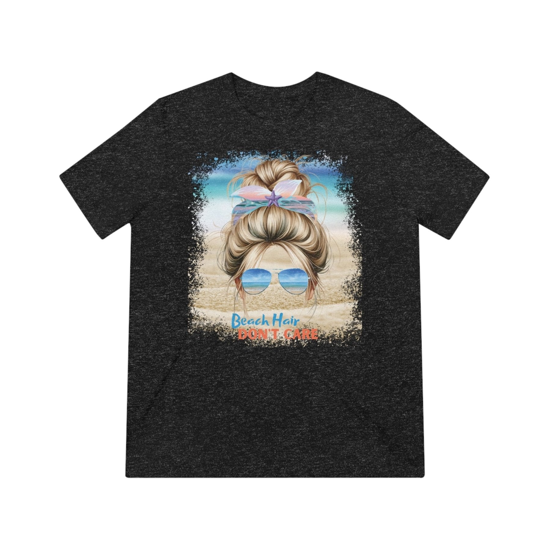 Beach Hair Don't Care, Blond Hair Messy Bun, Unisex Triblend T-Shirt - Janlyn's Crafts