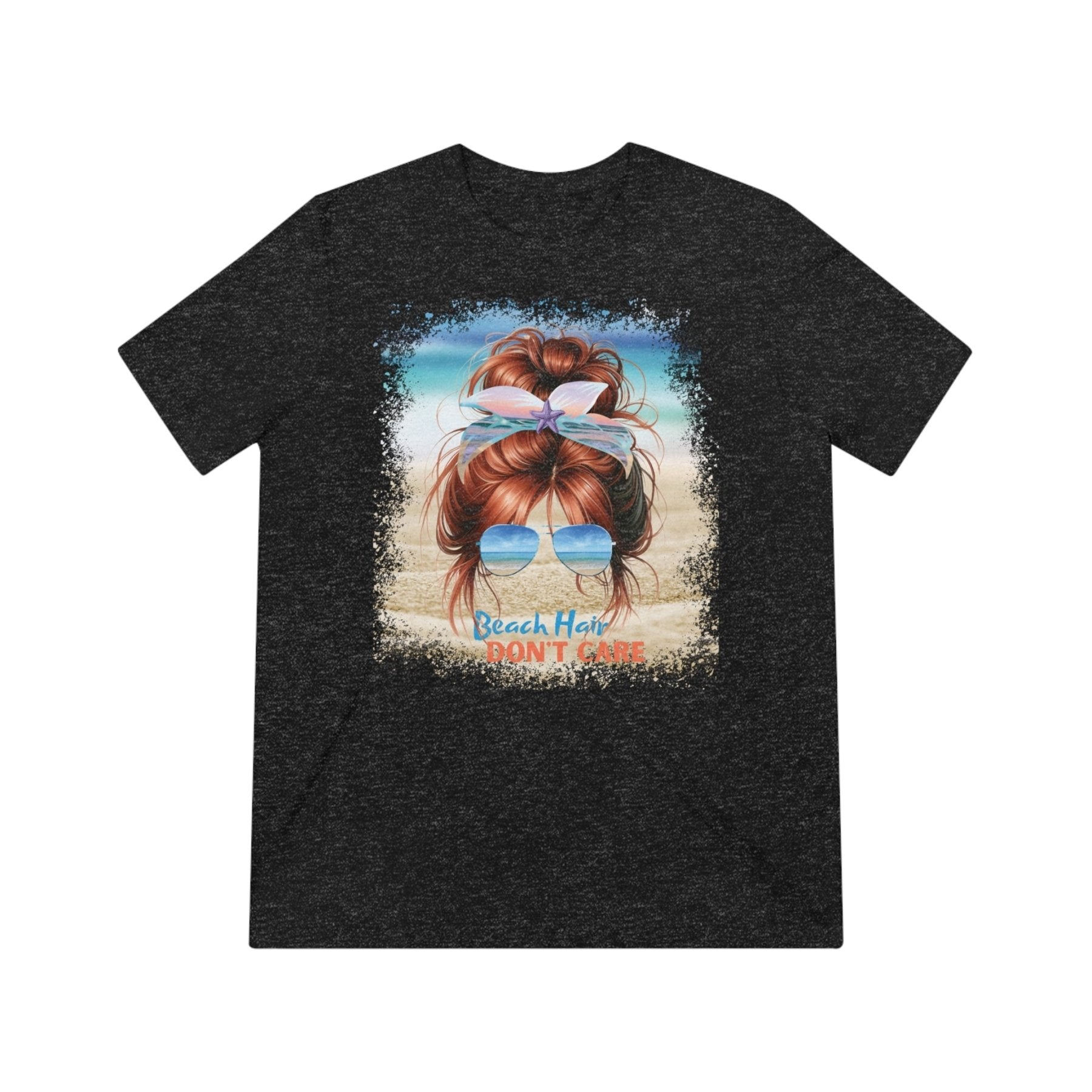 Beach Hair Don't Care, Red Hair Messy Bun, Unisex Triblend T-Shirt - Janlyn's Crafts