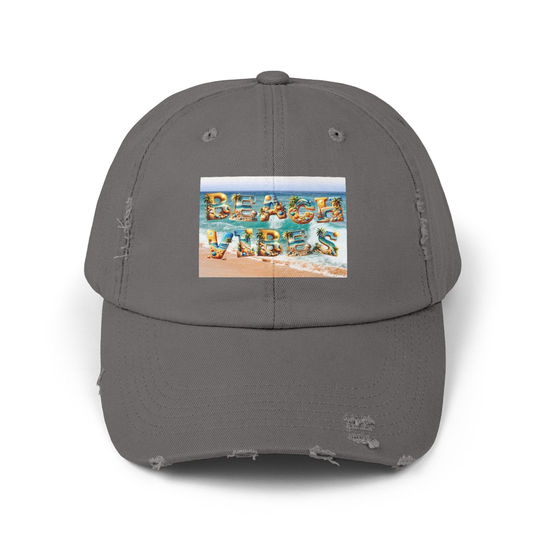 Beach Vibes, Unisex Distressed Cap - Janlyn's Crafts