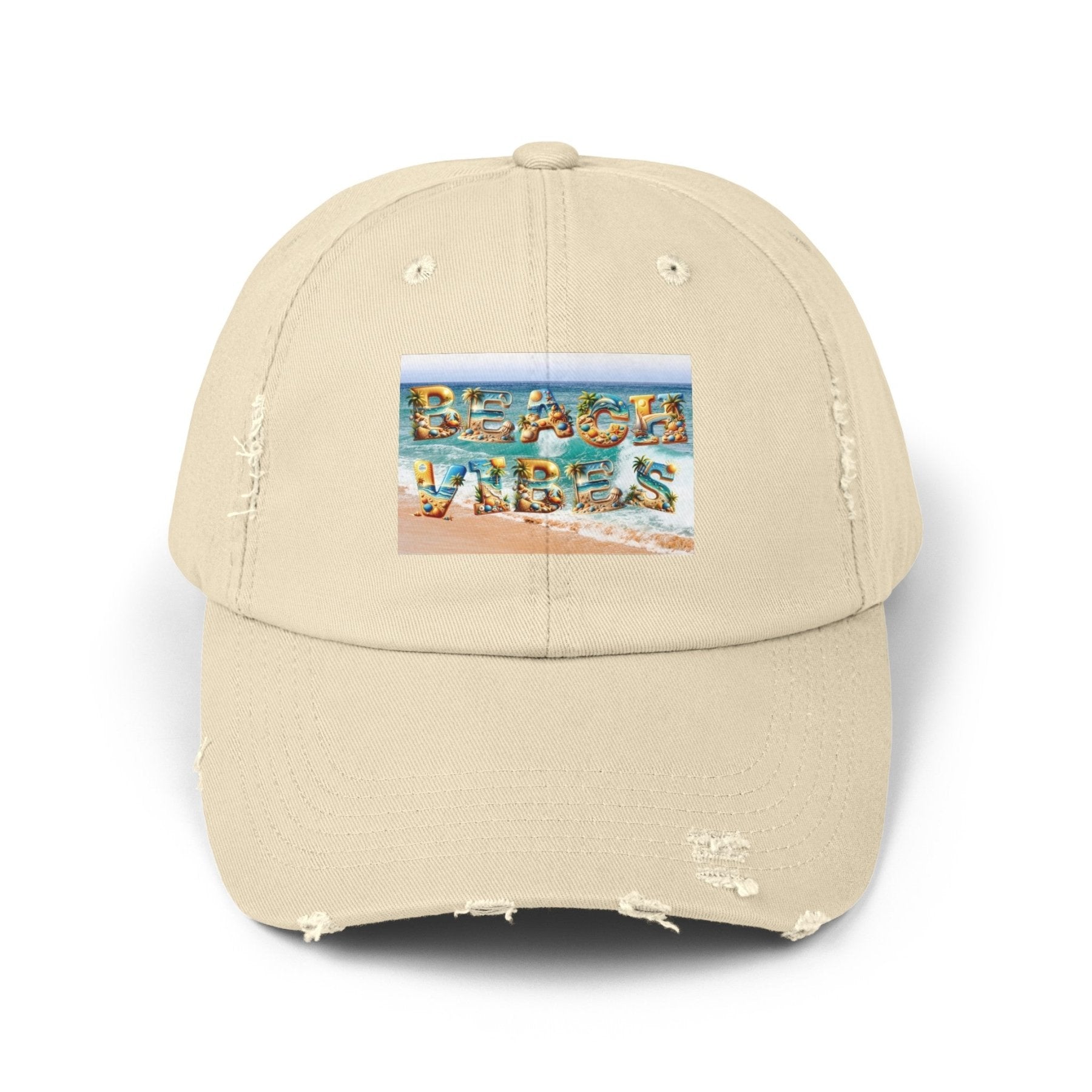 Beach Vibes, Unisex Distressed Cap - Janlyn's Crafts