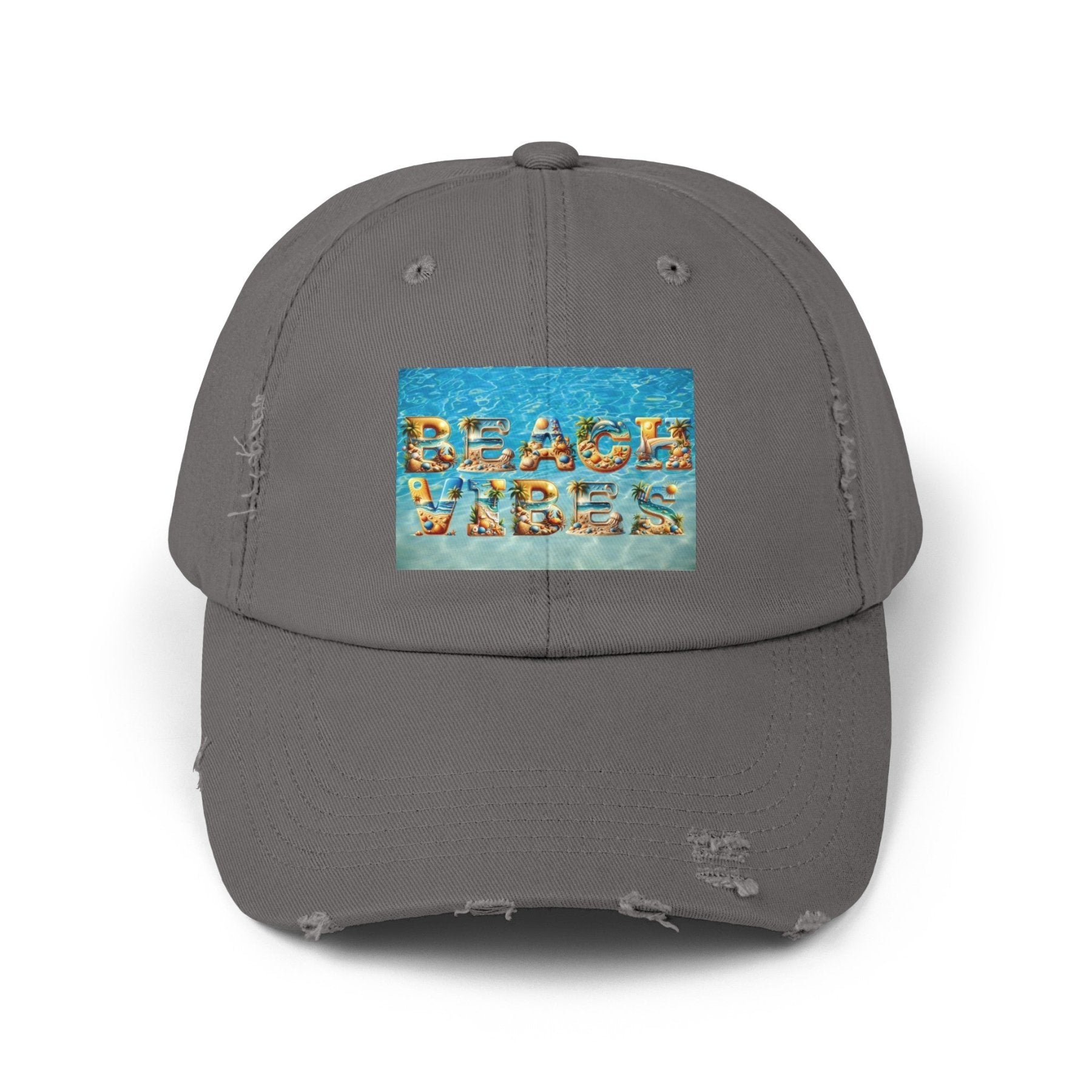 Beach Vibes, Unisex Distressed Cap - Janlyn's Crafts