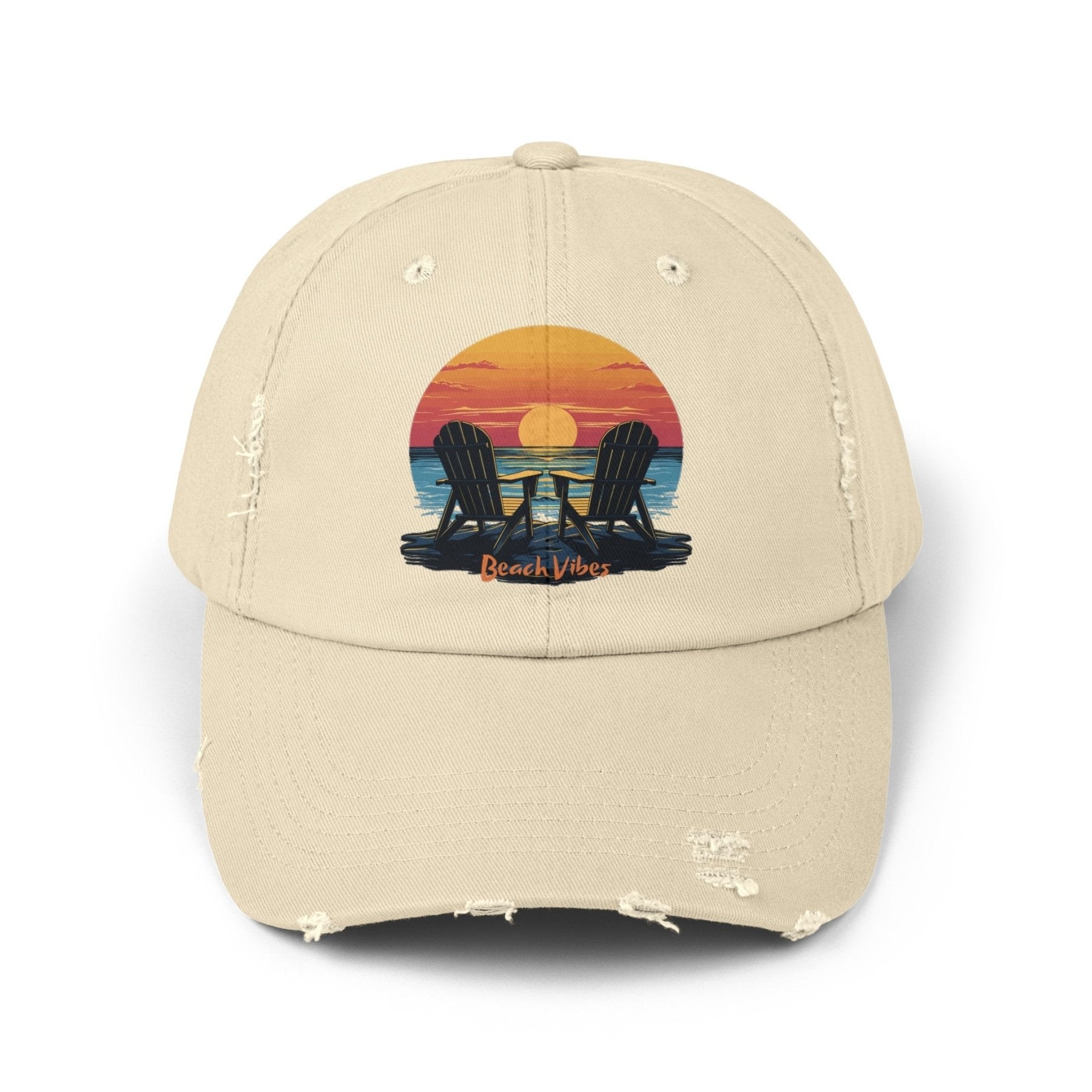 Beach Vibes, Unisex Distressed Cap - Janlyn's Crafts