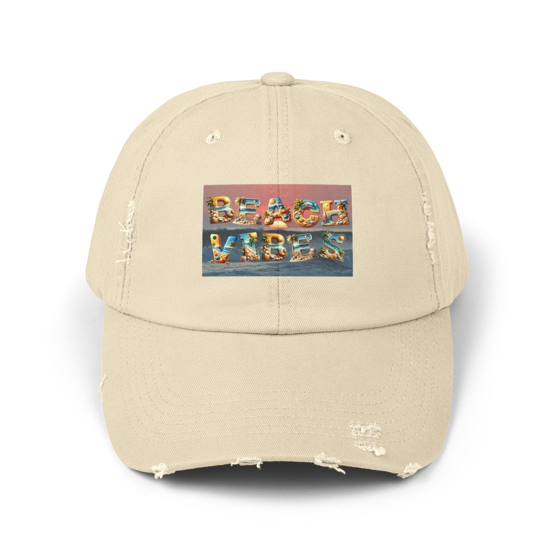 Beach Vibes, Unisex Distressed Cap - Janlyn's Crafts