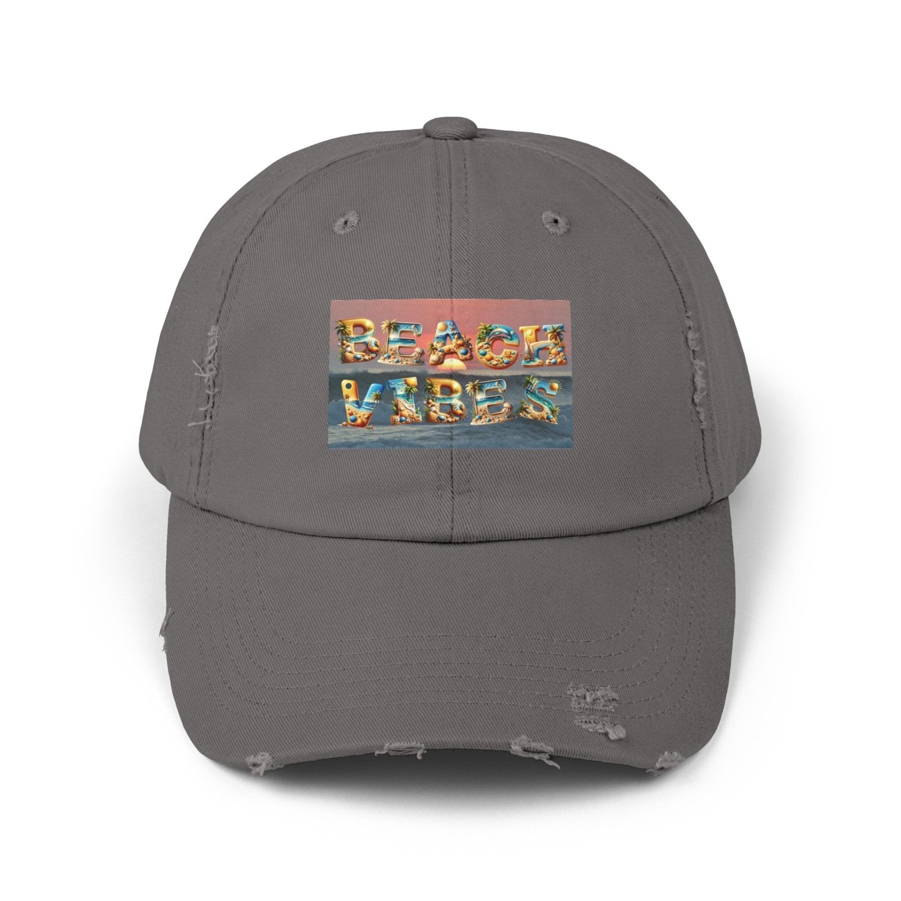 Beach Vibes, Unisex Distressed Cap - Janlyn's Crafts