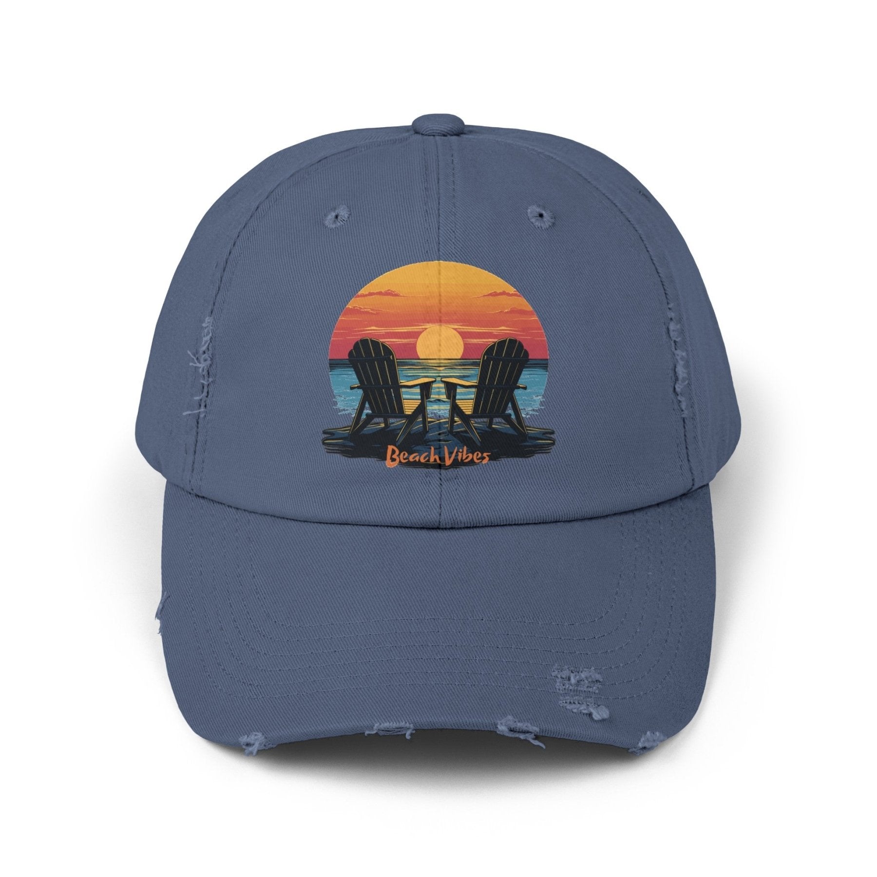 Beach Vibes, Unisex Distressed Cap - Janlyn's Crafts