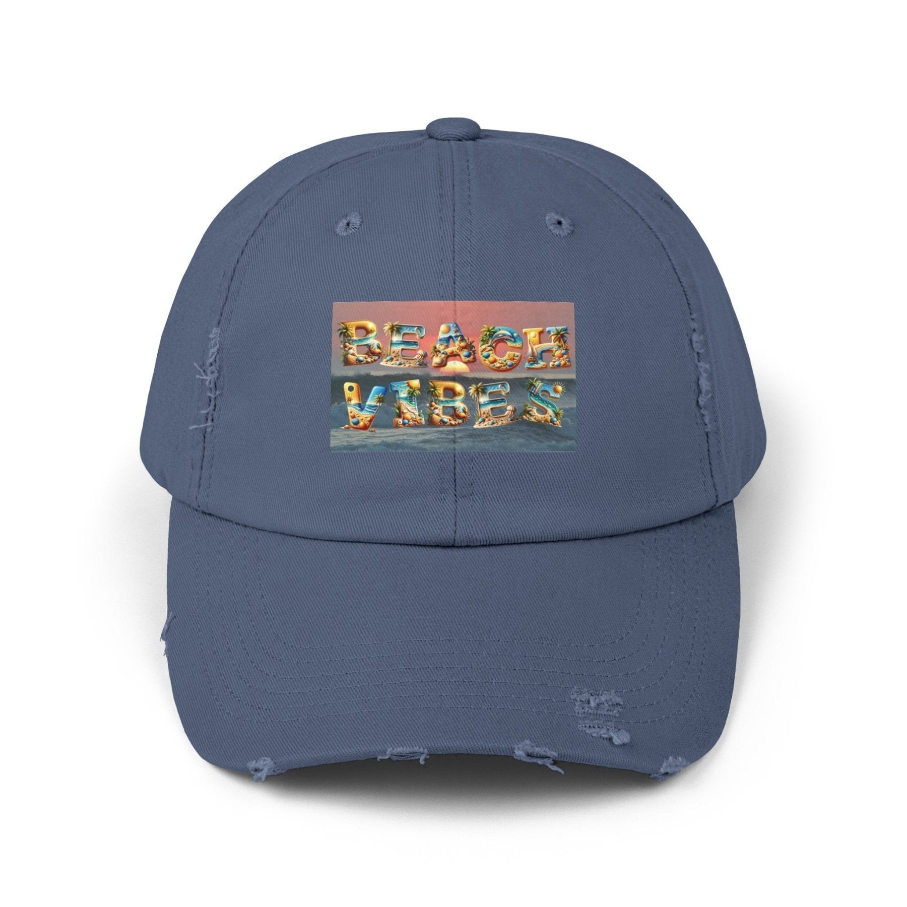 Beach Vibes, Unisex Distressed Cap - Janlyn's Crafts